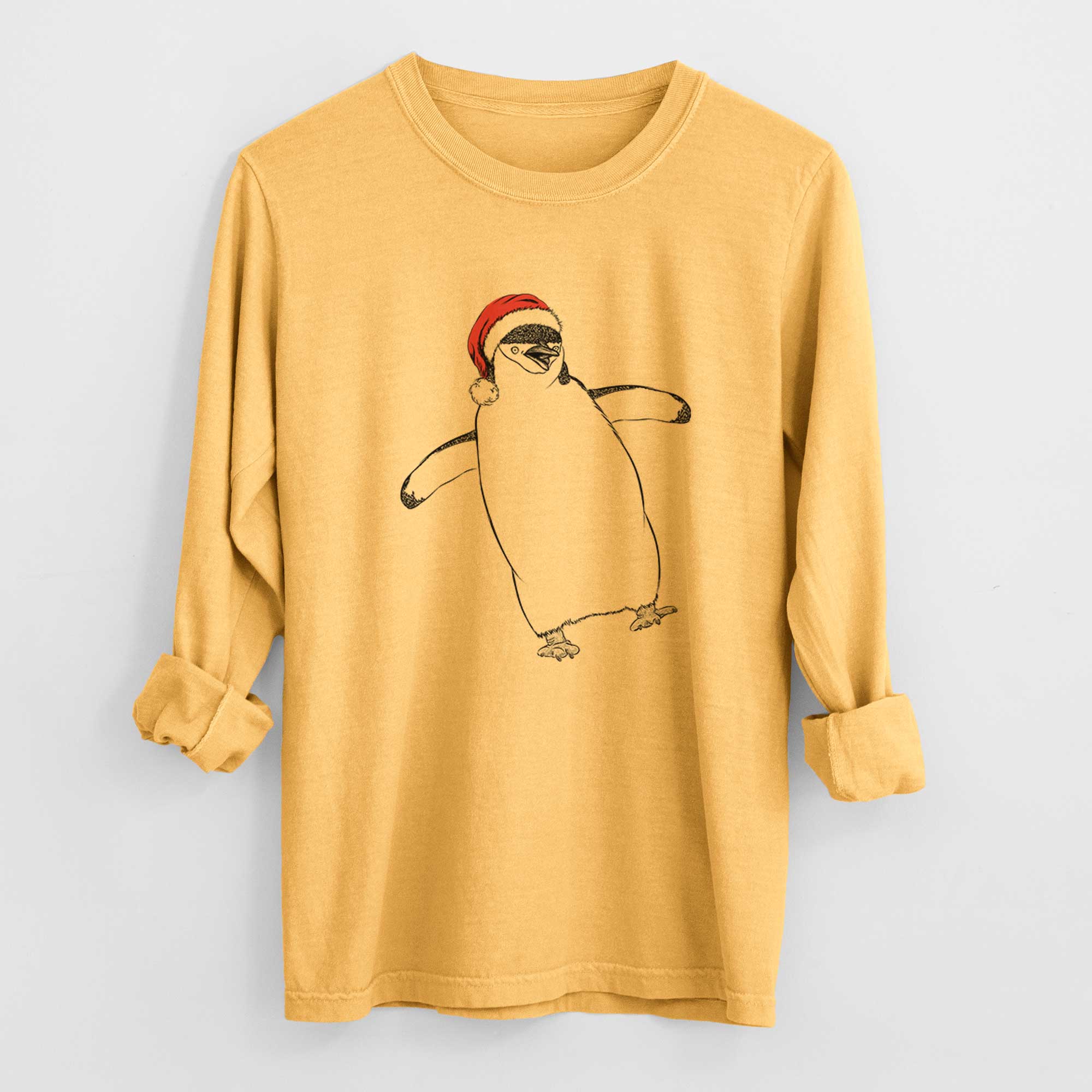 Santa Chive the Chinstrap Penguin - Heavyweight 100% Cotton Long Sleeve