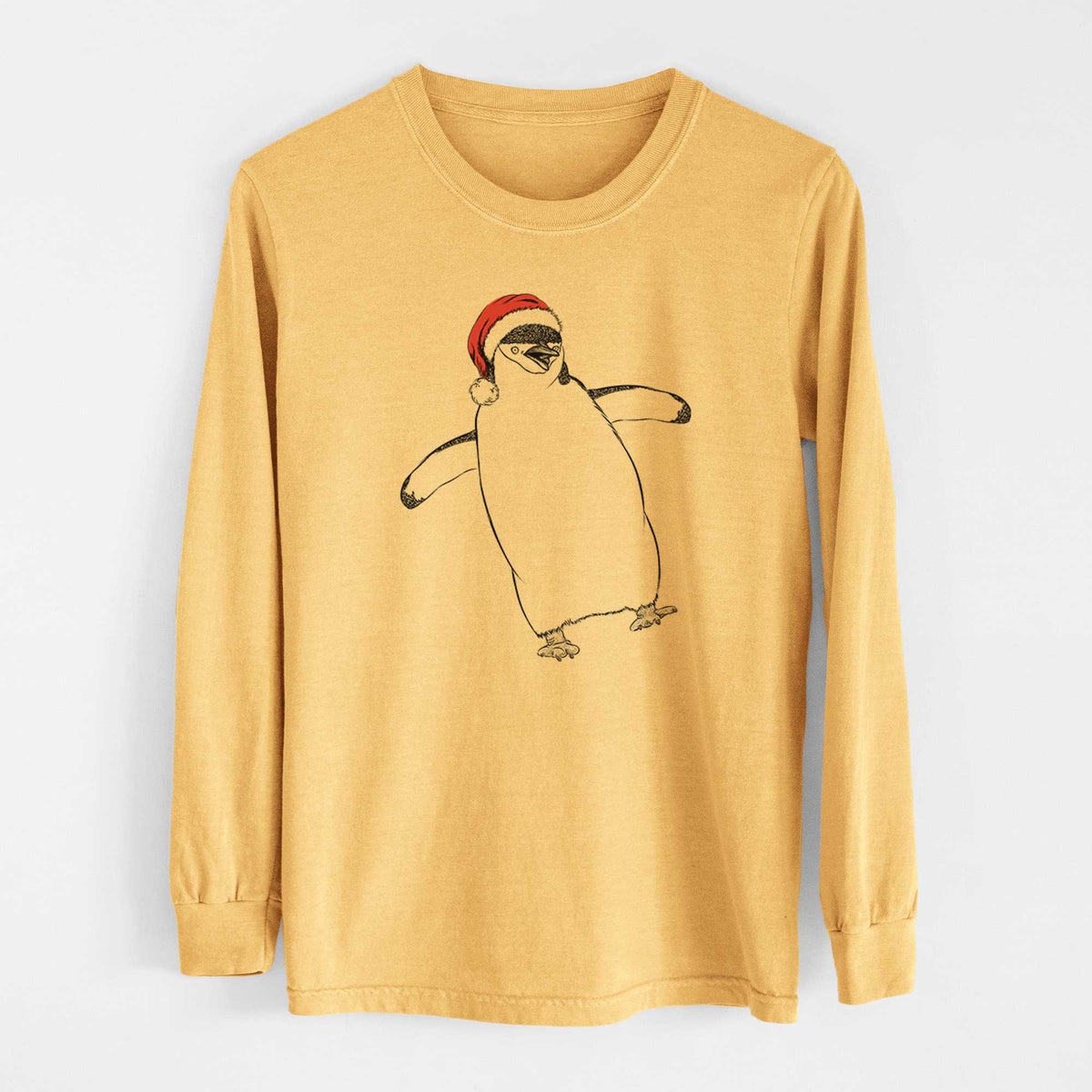 Santa Chive the Chinstrap Penguin - Heavyweight 100% Cotton Long Sleeve