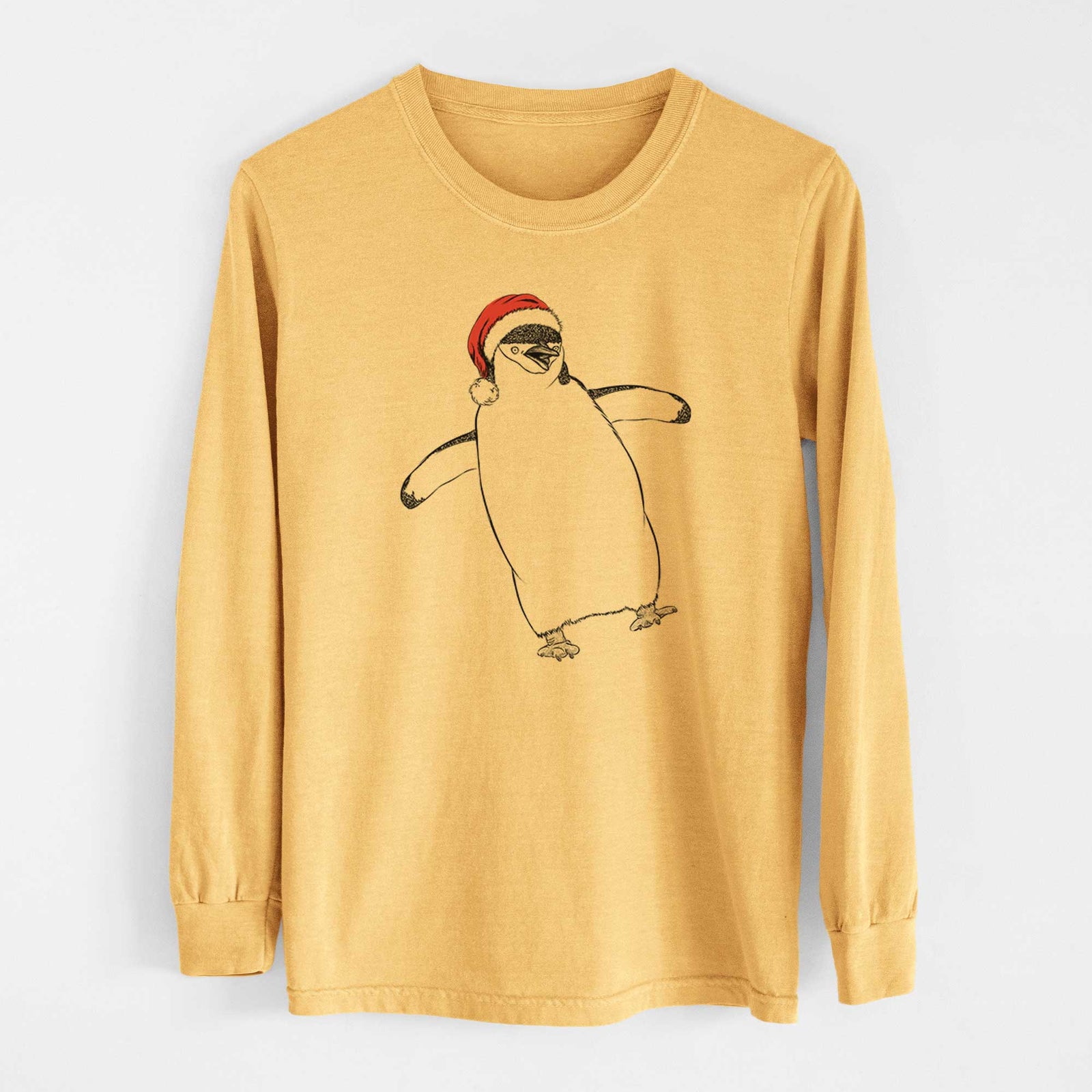Santa Chive the Chinstrap Penguin - Heavyweight 100% Cotton Long Sleeve