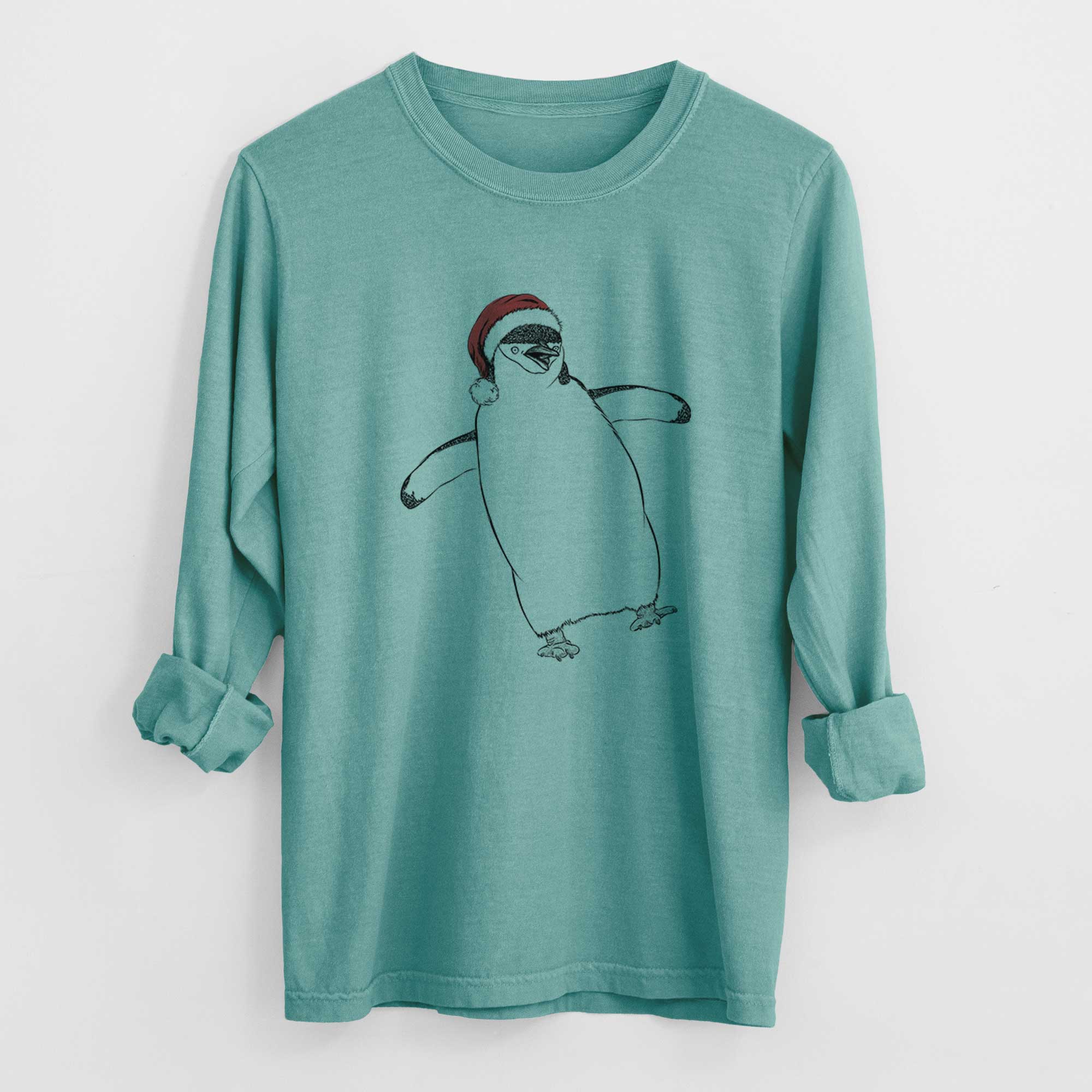 Santa Chive the Chinstrap Penguin - Heavyweight 100% Cotton Long Sleeve