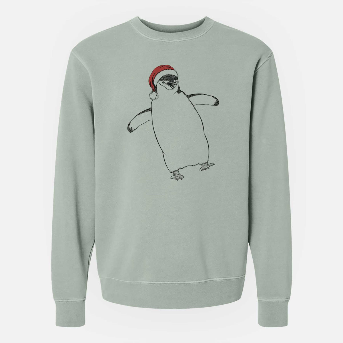 Santa Chive the Chinstrap Penguin - Unisex Pigment Dyed Crew Sweatshirt