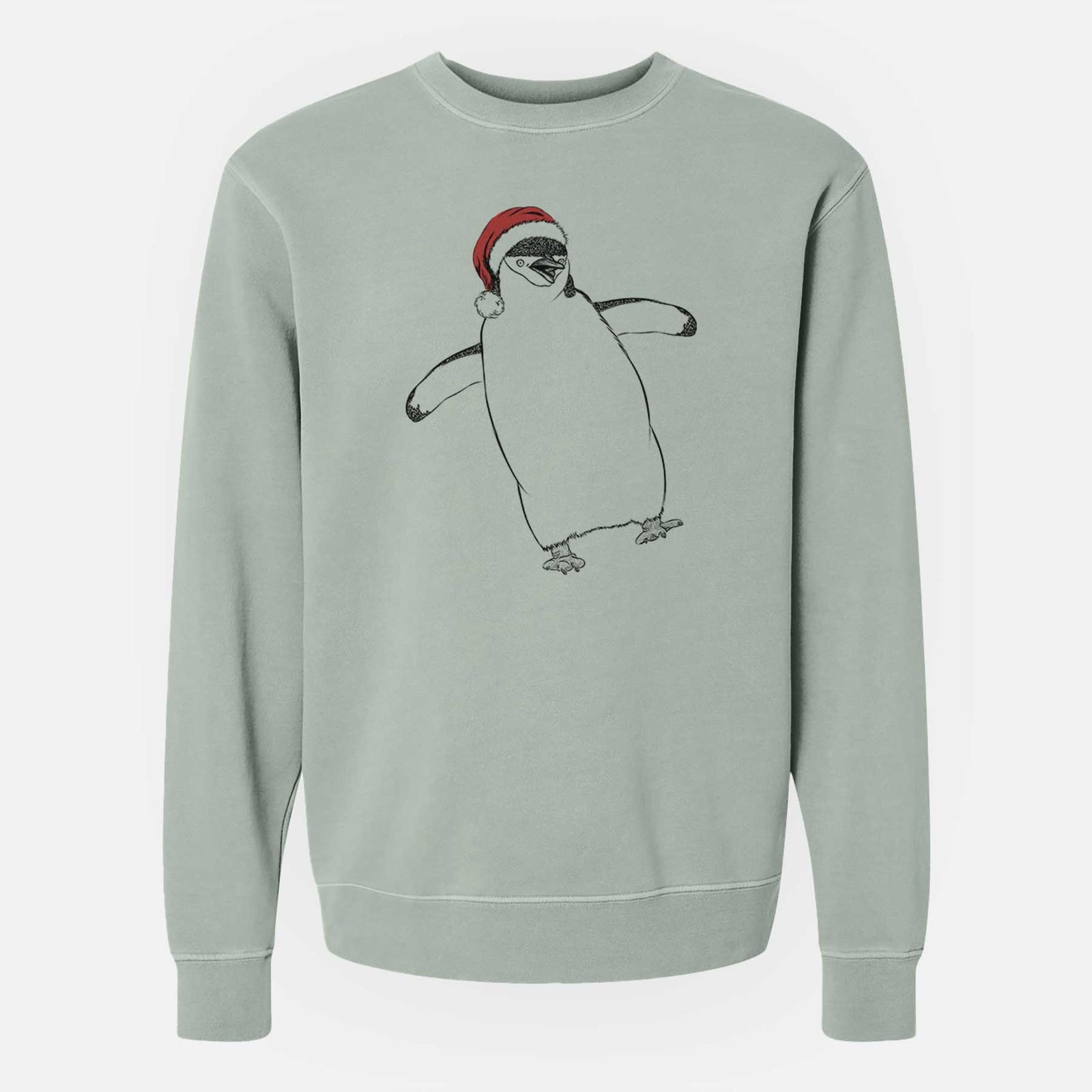 Santa Chive the Chinstrap Penguin - Unisex Pigment Dyed Crew Sweatshirt