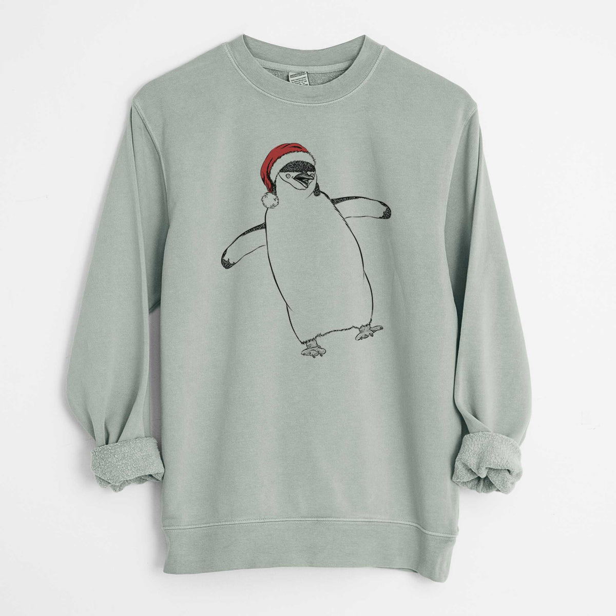 Santa Chive the Chinstrap Penguin - Unisex Pigment Dyed Crew Sweatshirt
