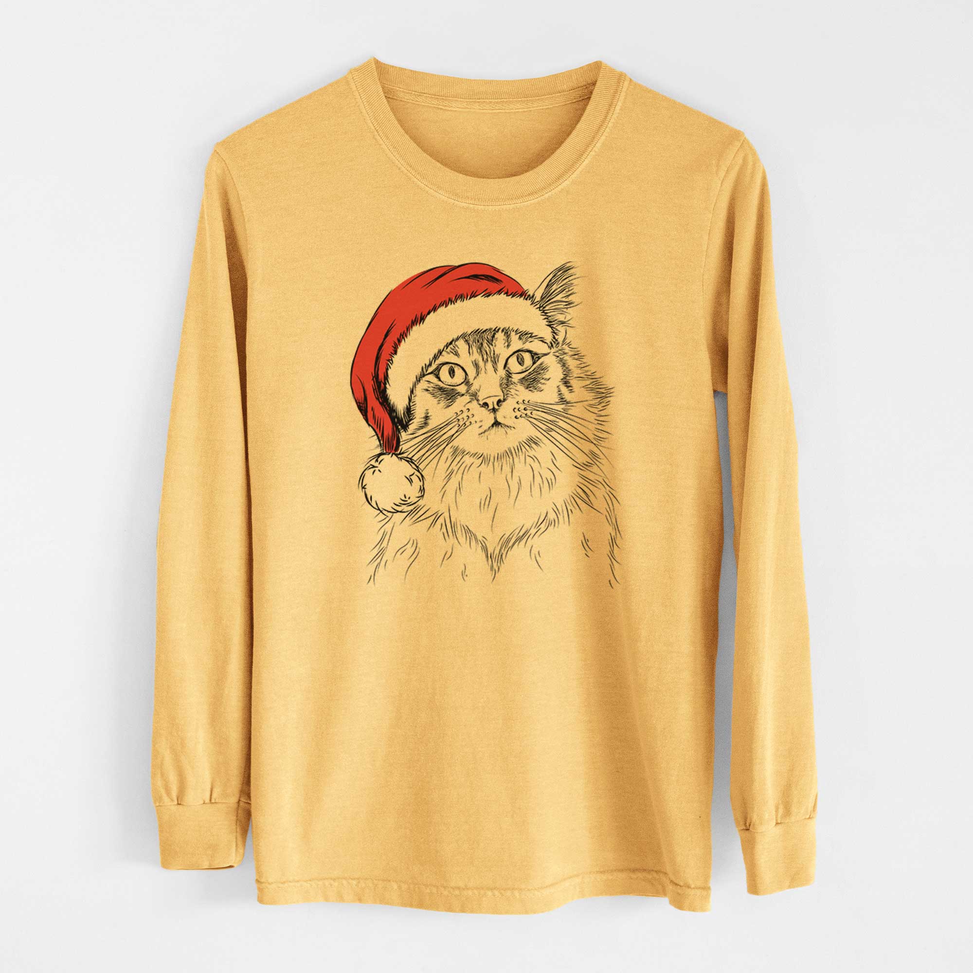 Santa Chloe the Tabby Cat - Heavyweight 100% Cotton Long Sleeve