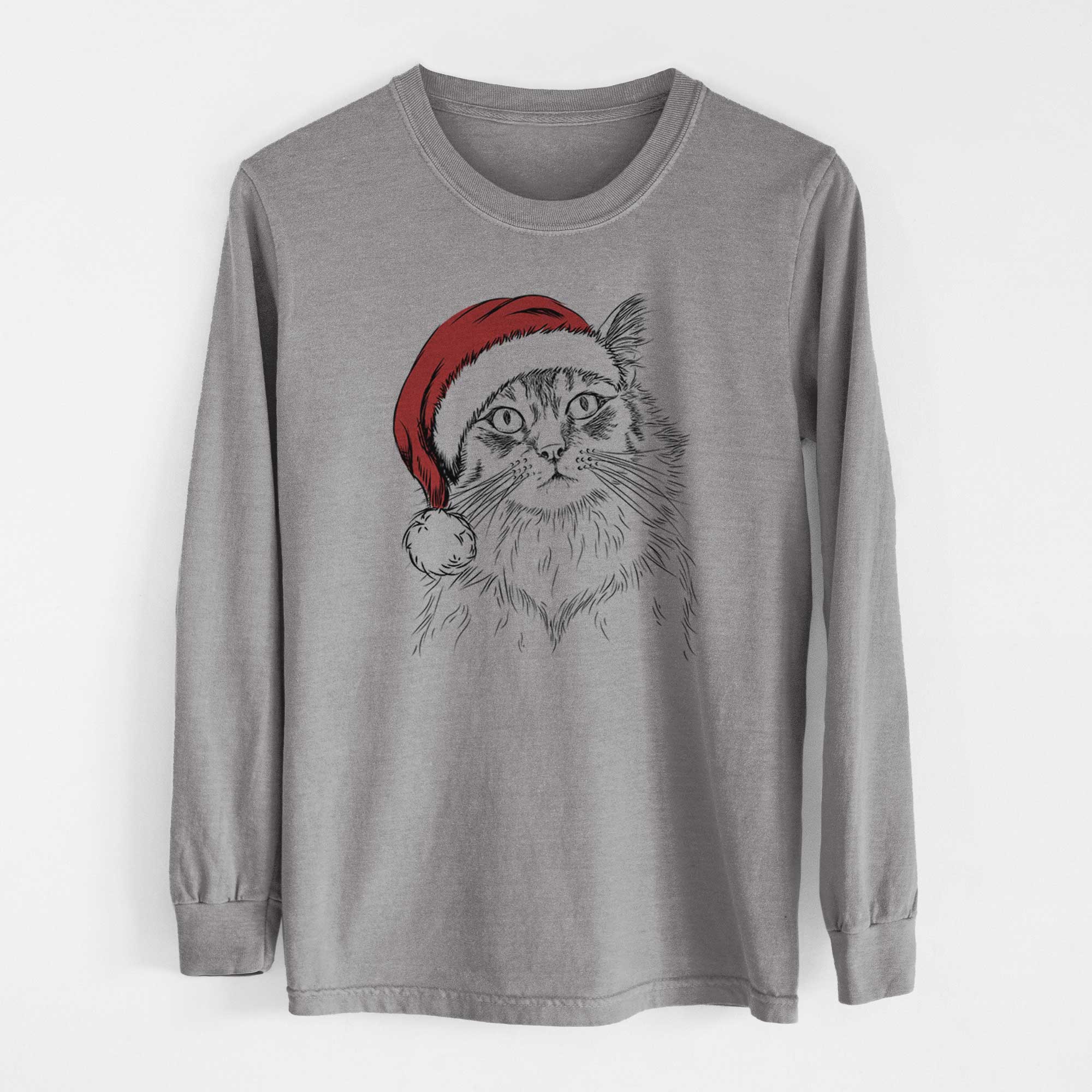 Santa Chloe the Tabby Cat - Heavyweight 100% Cotton Long Sleeve