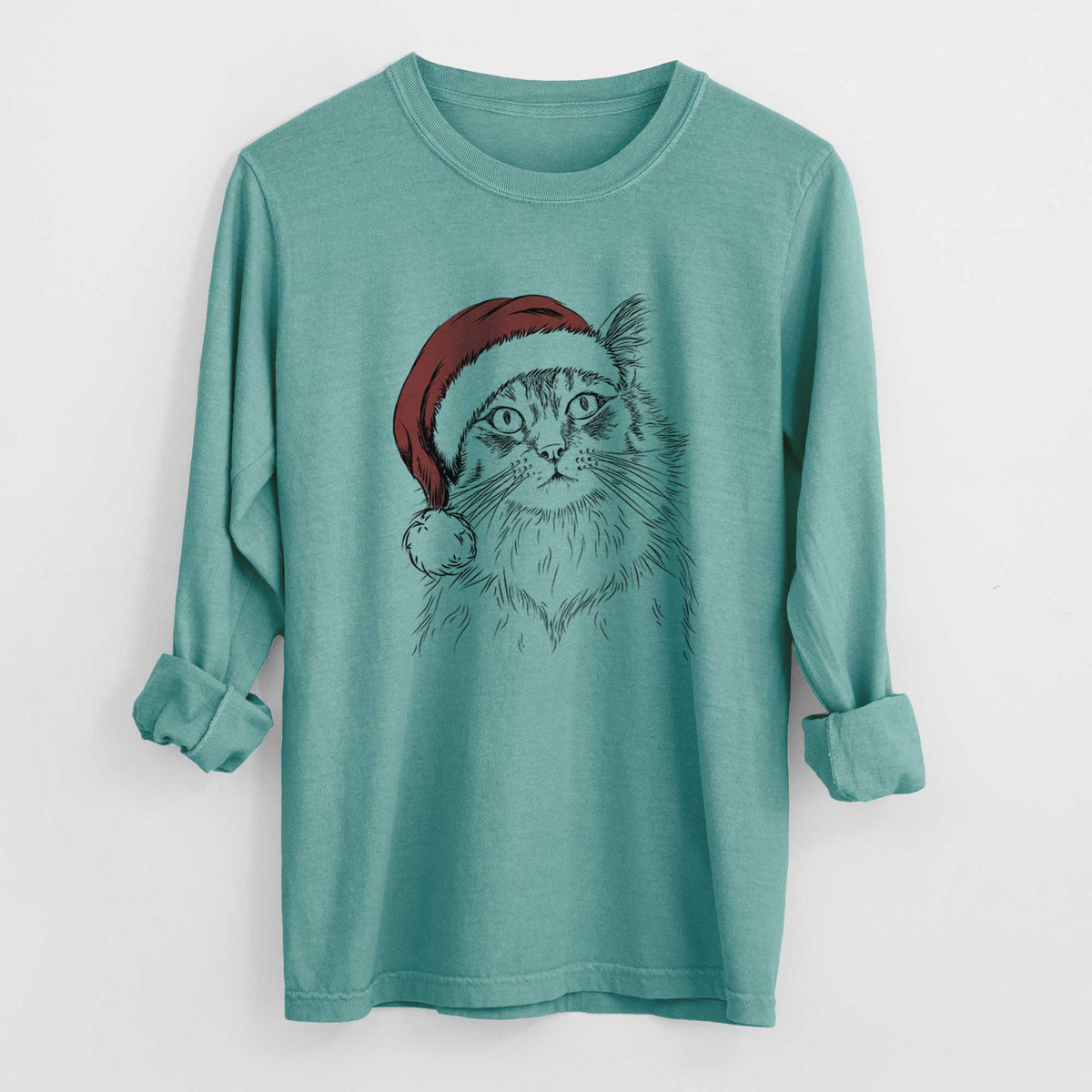 Santa Chloe the Tabby Cat - Heavyweight 100% Cotton Long Sleeve