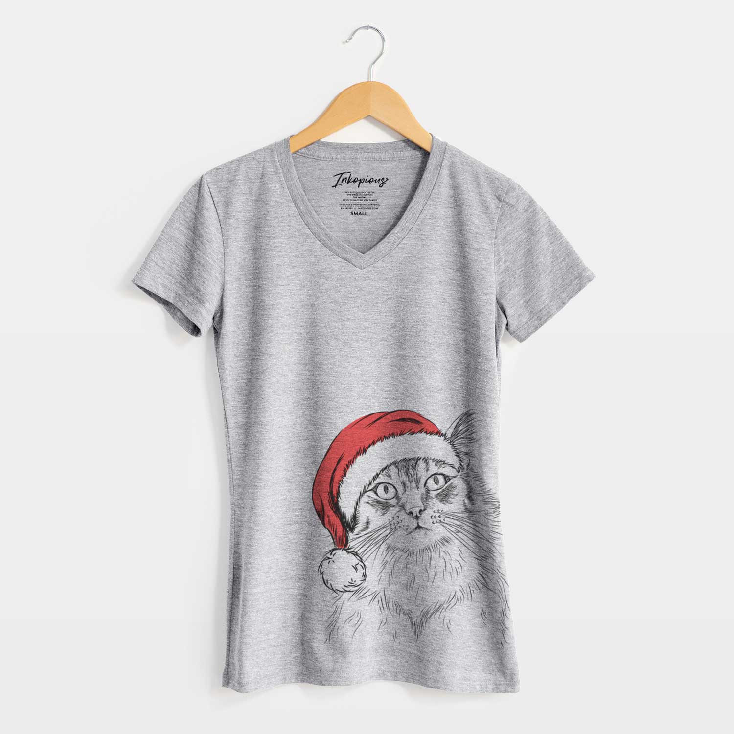 Santa Chloe the Tabby Cat - Women's V-neck Shirt