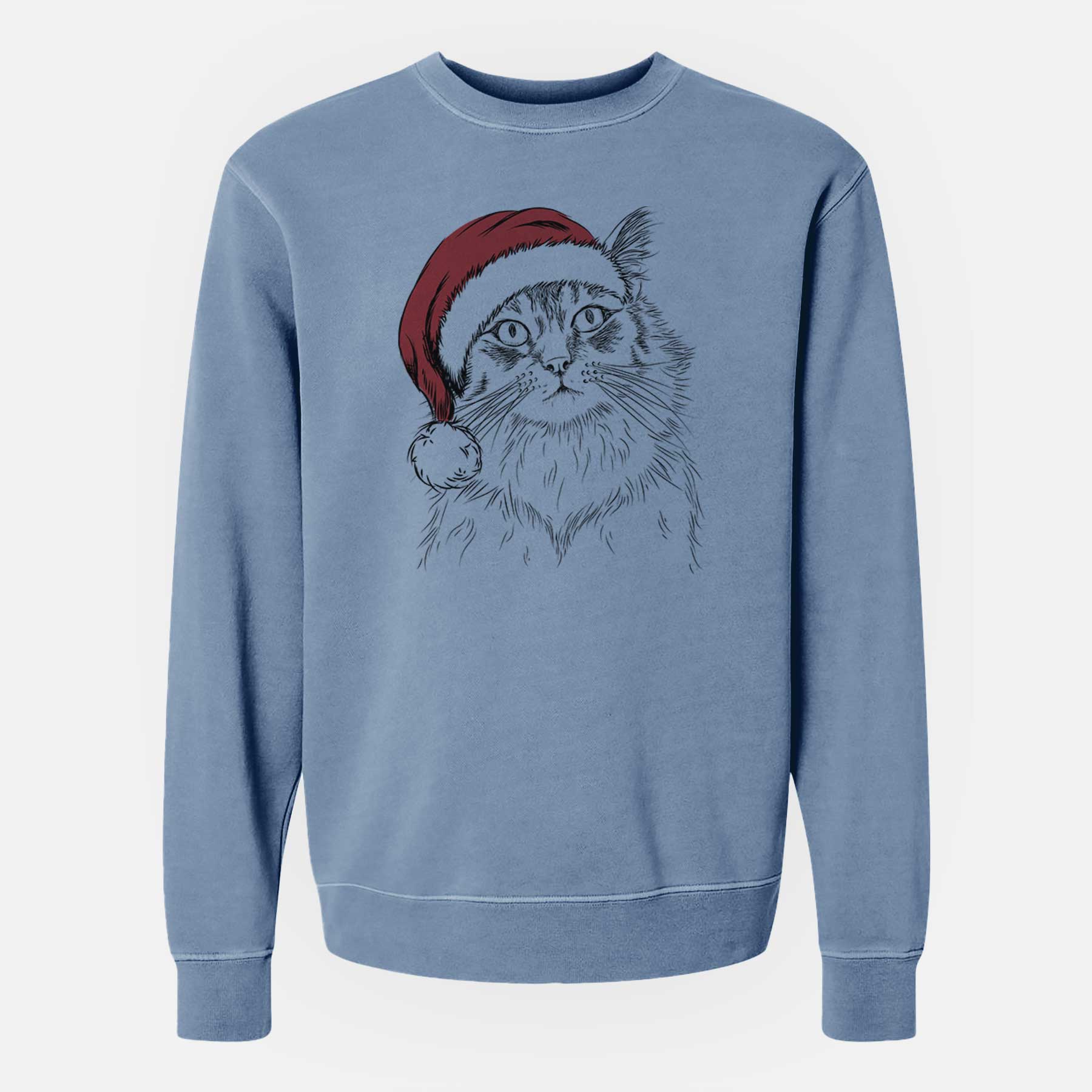 Santa Chloe the Tabby Cat - Unisex Pigment Dyed Crew Sweatshirt