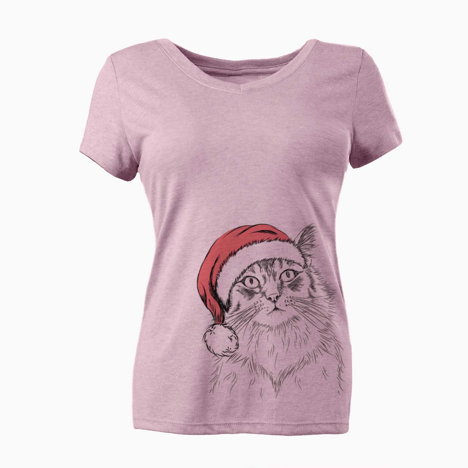 Santa Chloe the Tabby Cat - Women's V-neck Shirt