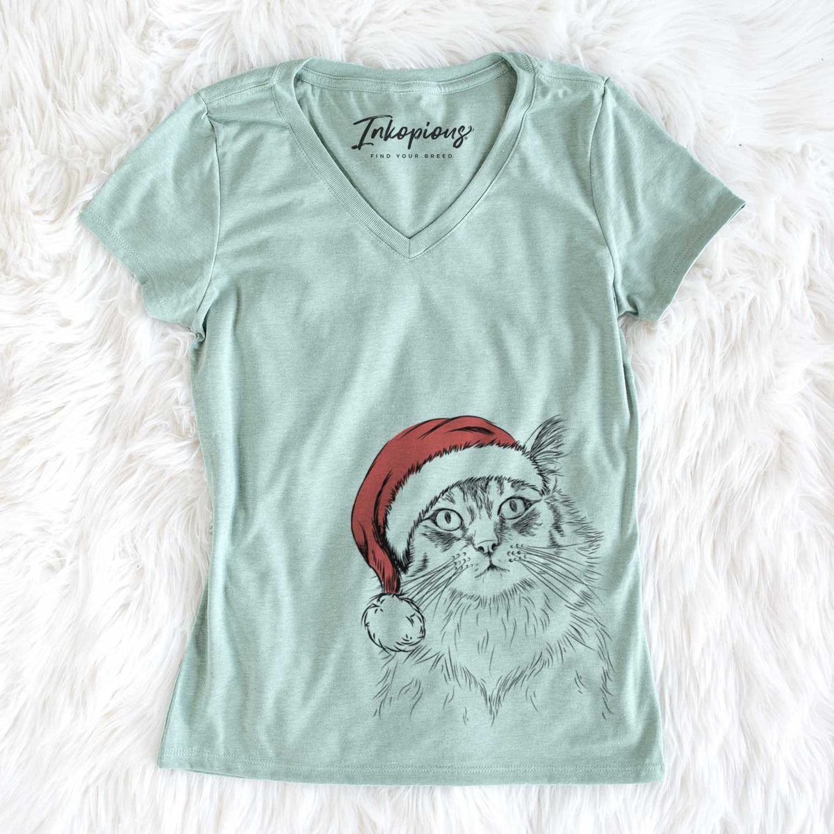 Santa Chloe the Tabby Cat - Women&#39;s V-neck Shirt