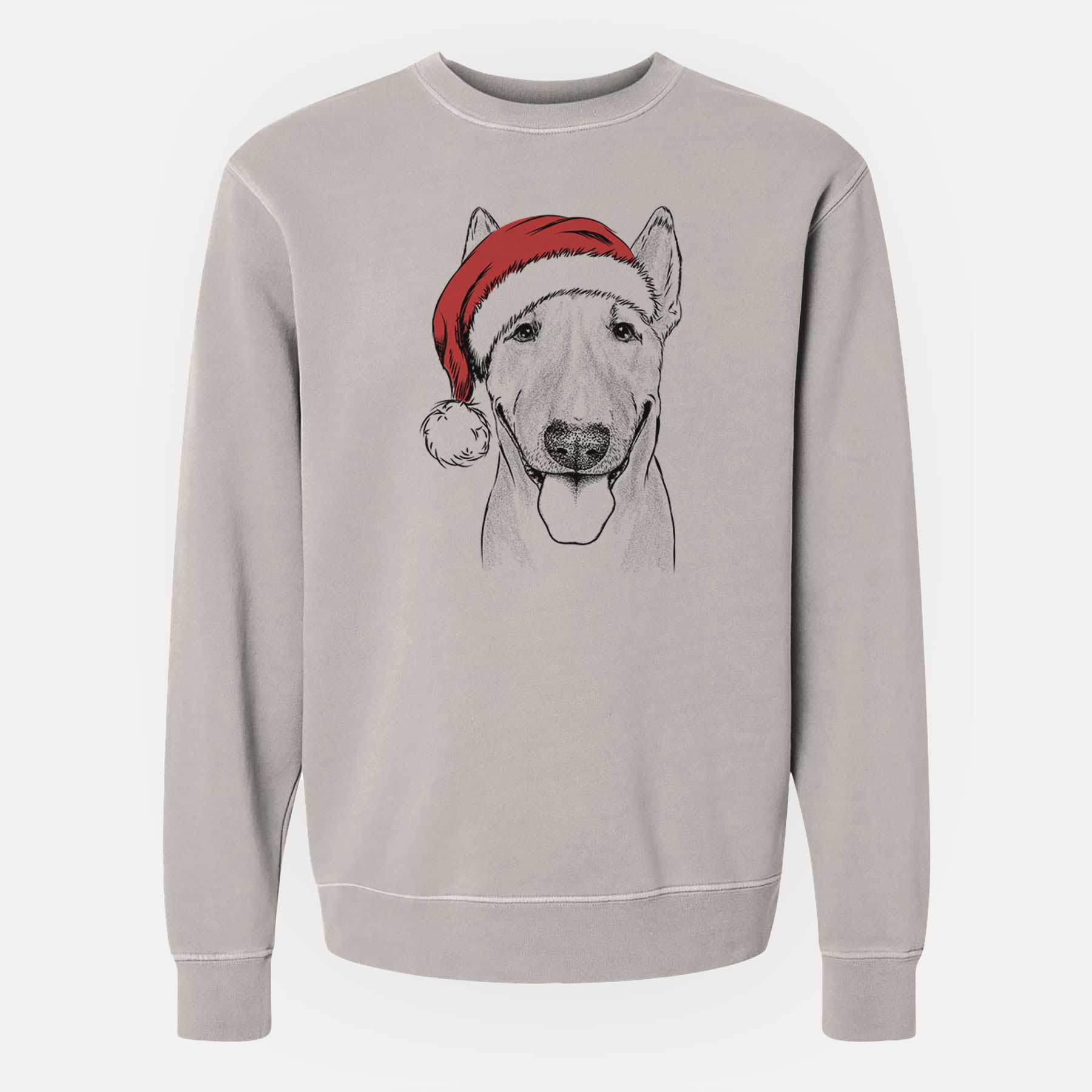 Santa Chloe the Bull Terrier - Unisex Pigment Dyed Crew Sweatshirt