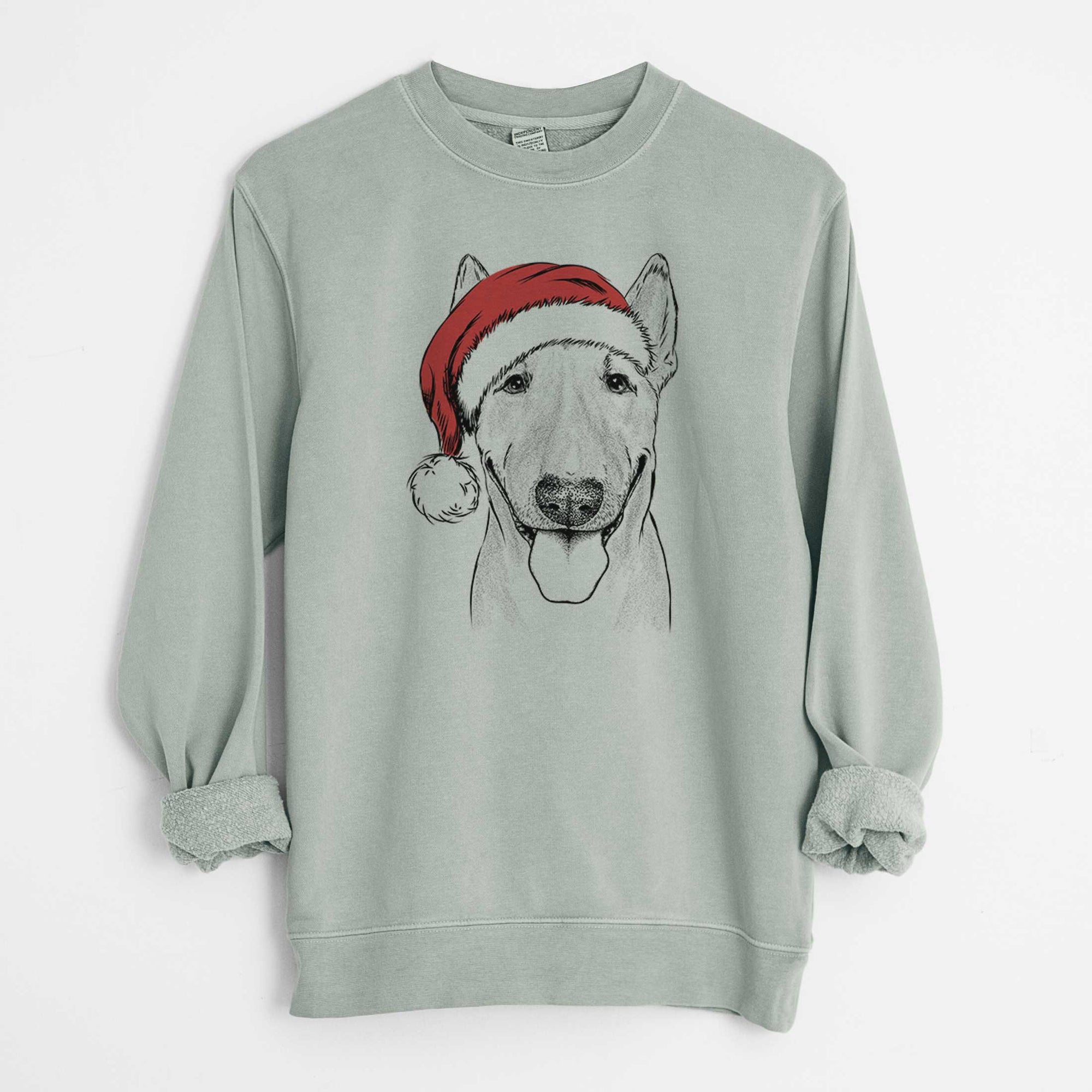 Santa Chloe the Bull Terrier - Unisex Pigment Dyed Crew Sweatshirt