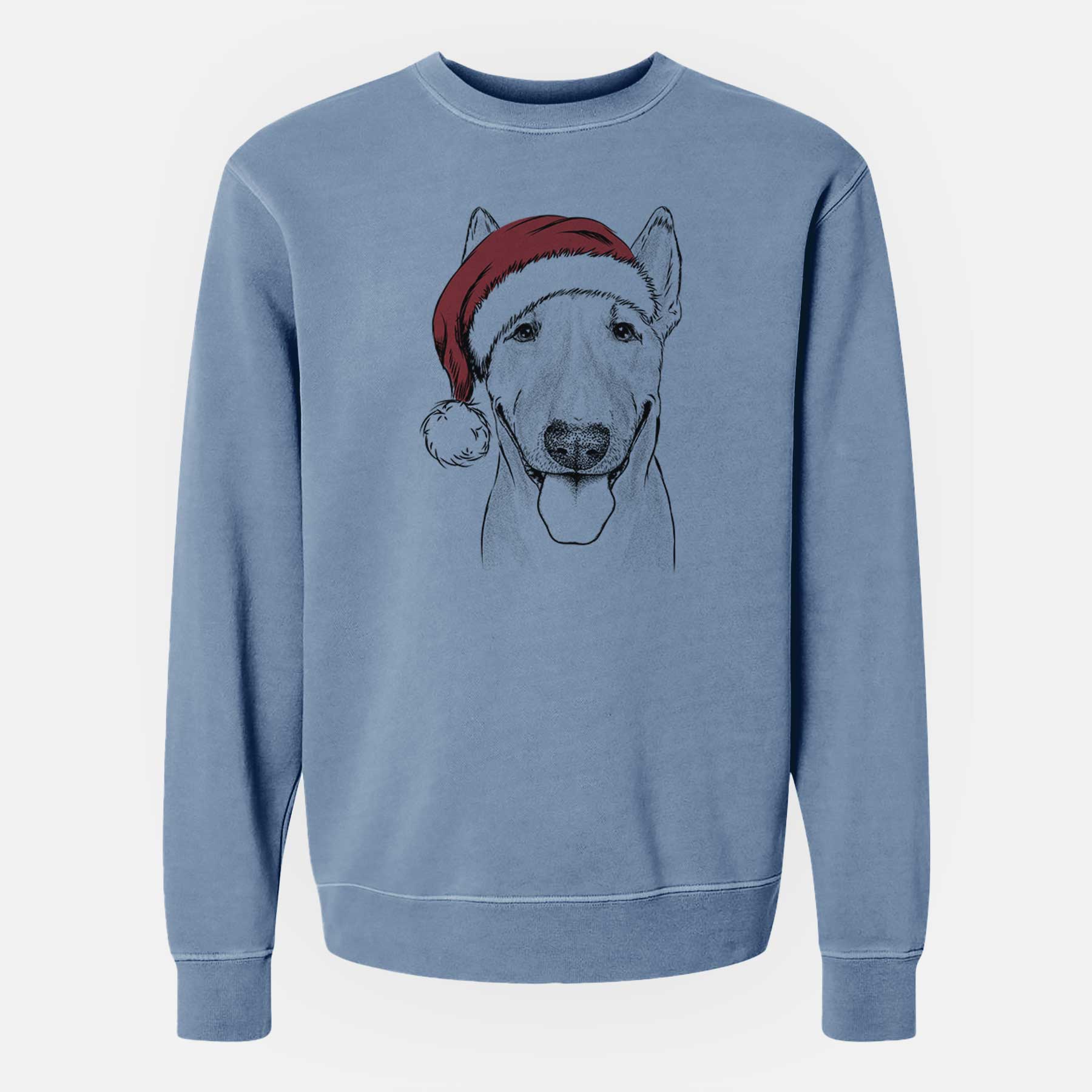 Santa Chloe the Bull Terrier - Unisex Pigment Dyed Crew Sweatshirt