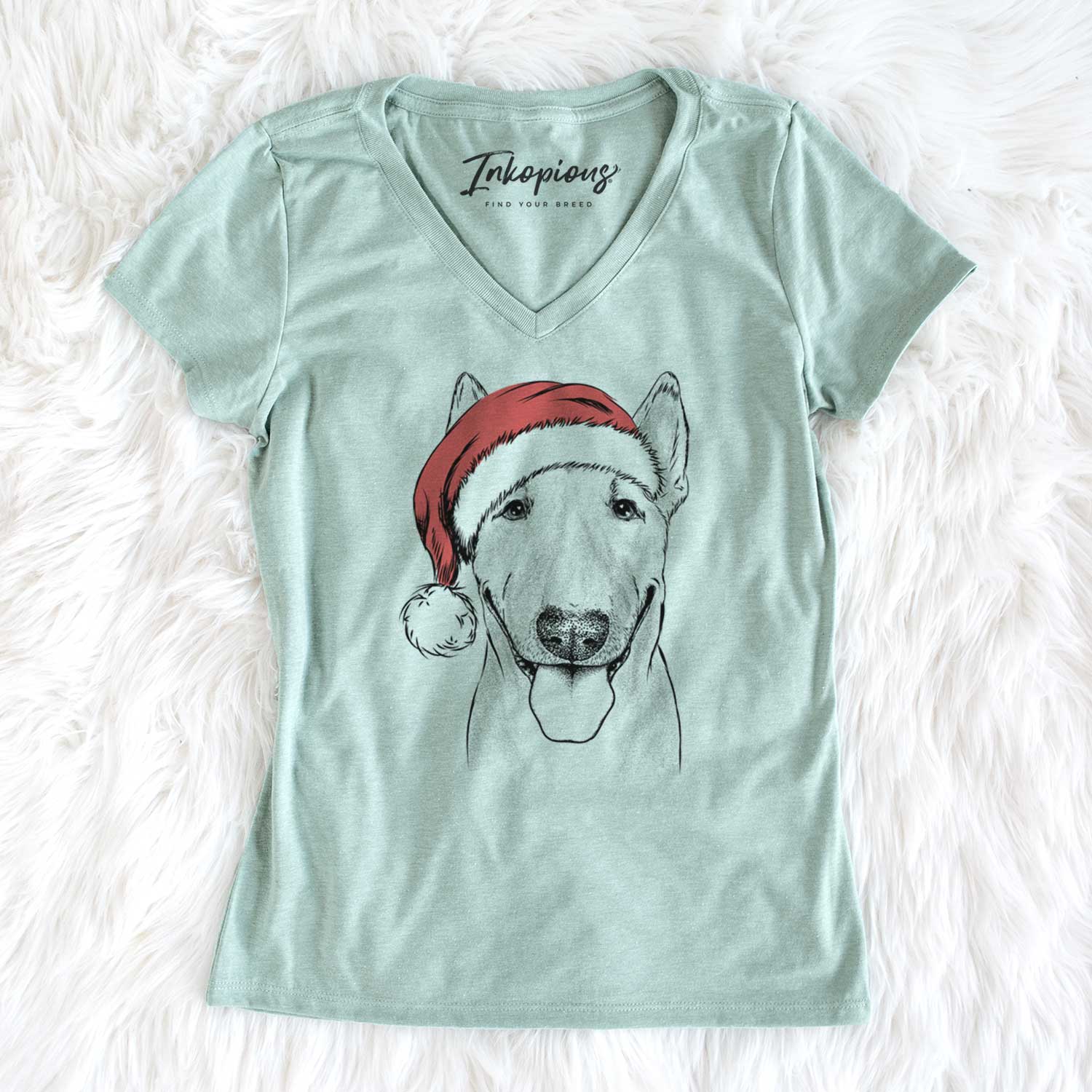 Santa Chloe the Bull Terrier - Women's V-neck Shirt