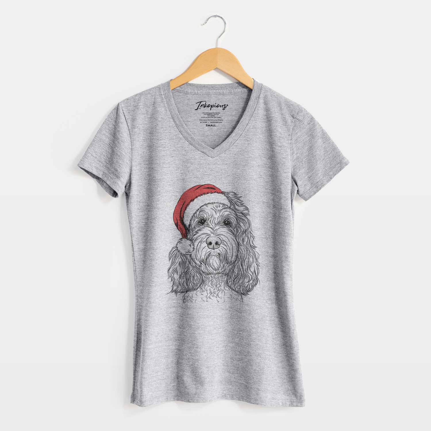 Santa Chloe the Cockapoo - Women's V-neck Shirt