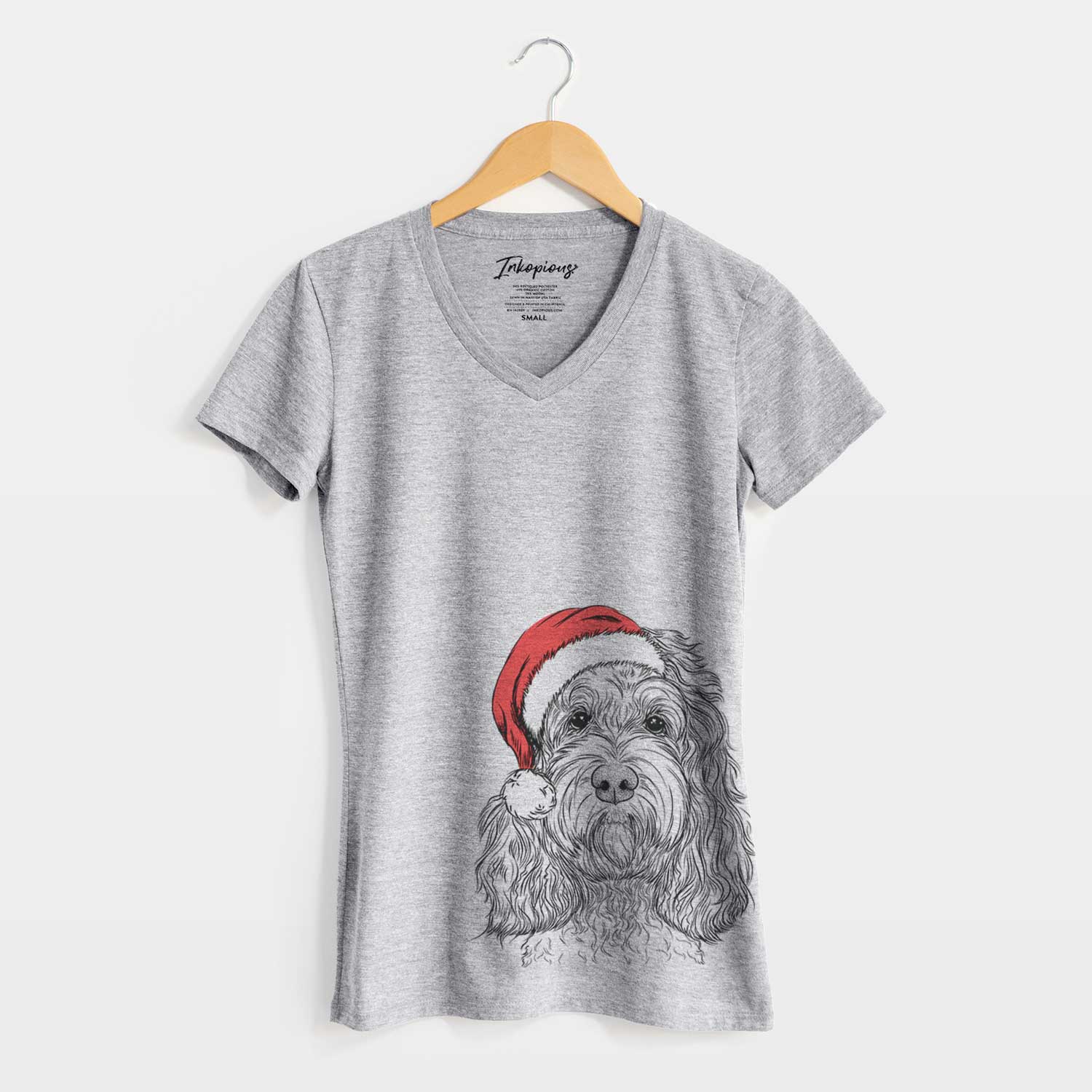 Santa Chloe the Cockapoo - Women's V-neck Shirt