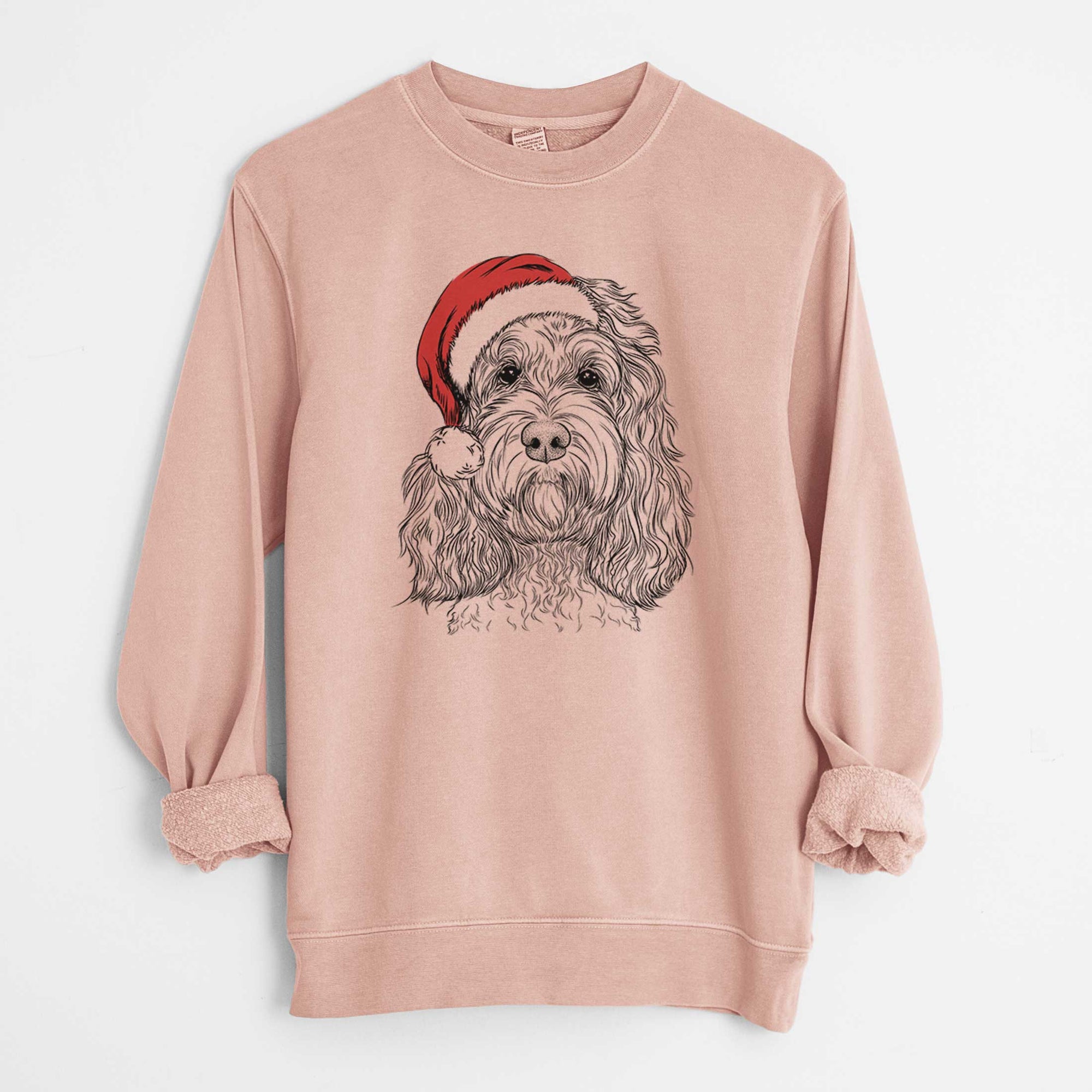 Santa Chloe the Cockapoo - Unisex Pigment Dyed Crew Sweatshirt