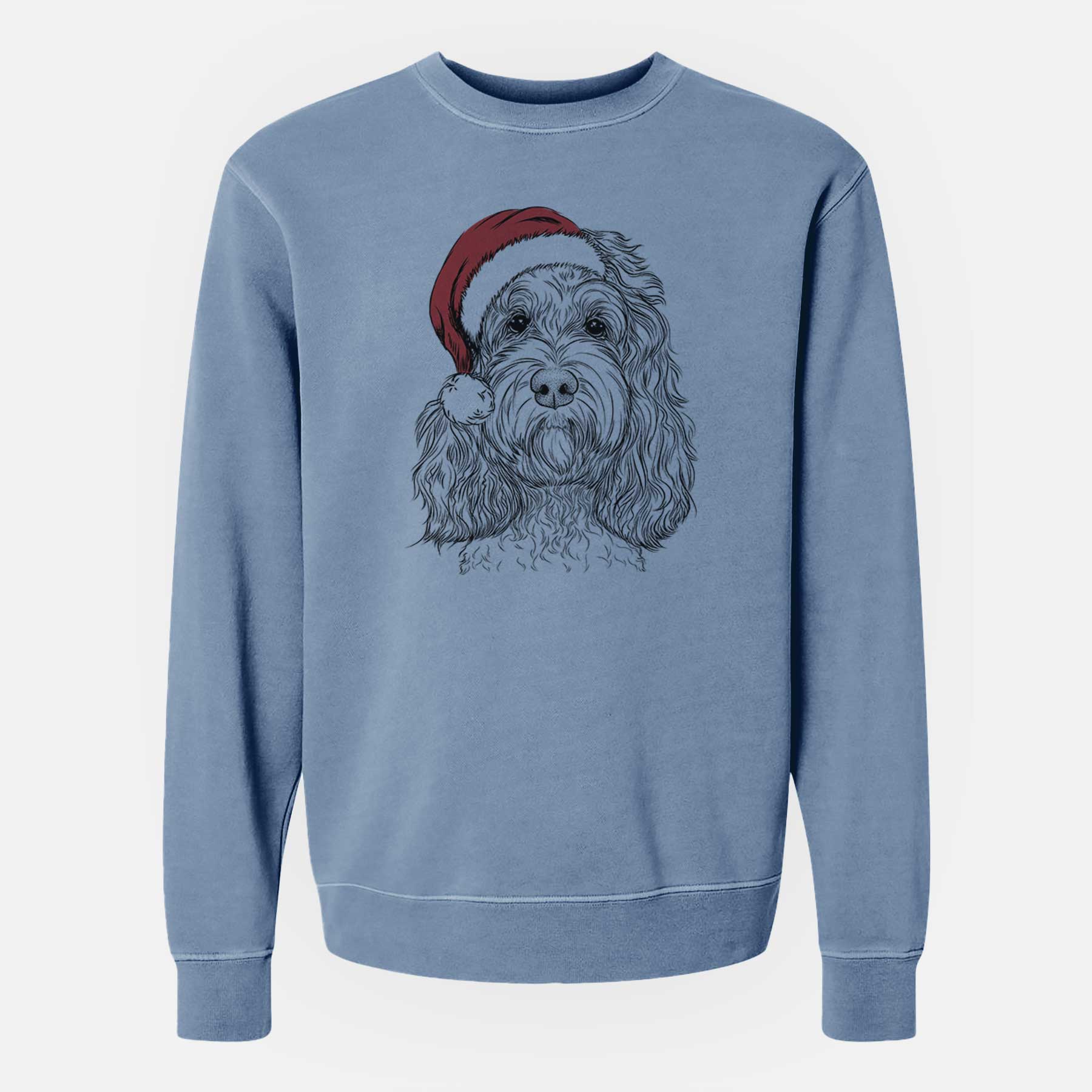 Santa Chloe the Cockapoo - Unisex Pigment Dyed Crew Sweatshirt