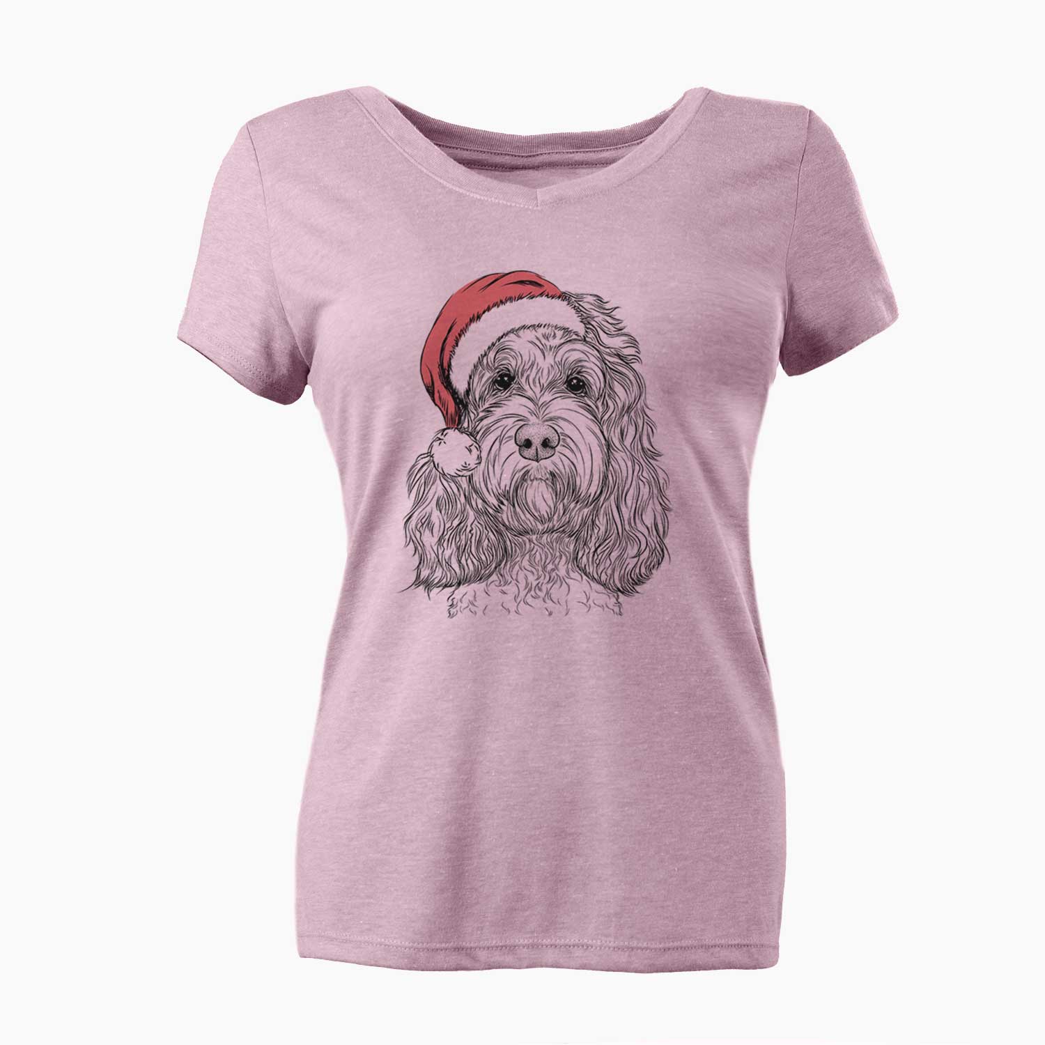 Santa Chloe the Cockapoo - Women's V-neck Shirt