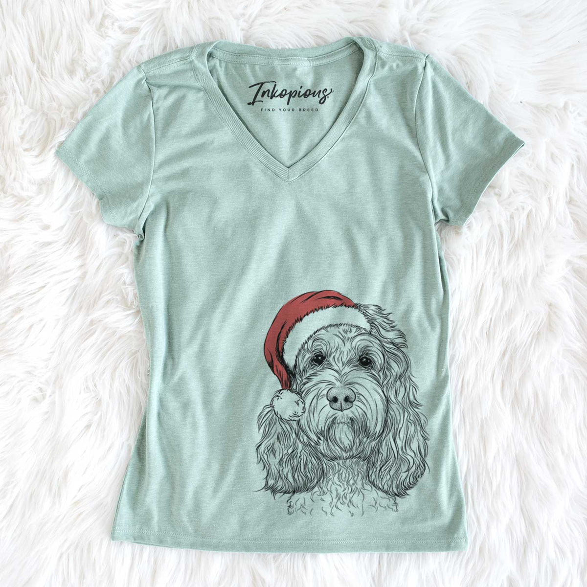 Santa Chloe the Cockapoo - Women&#39;s V-neck Shirt