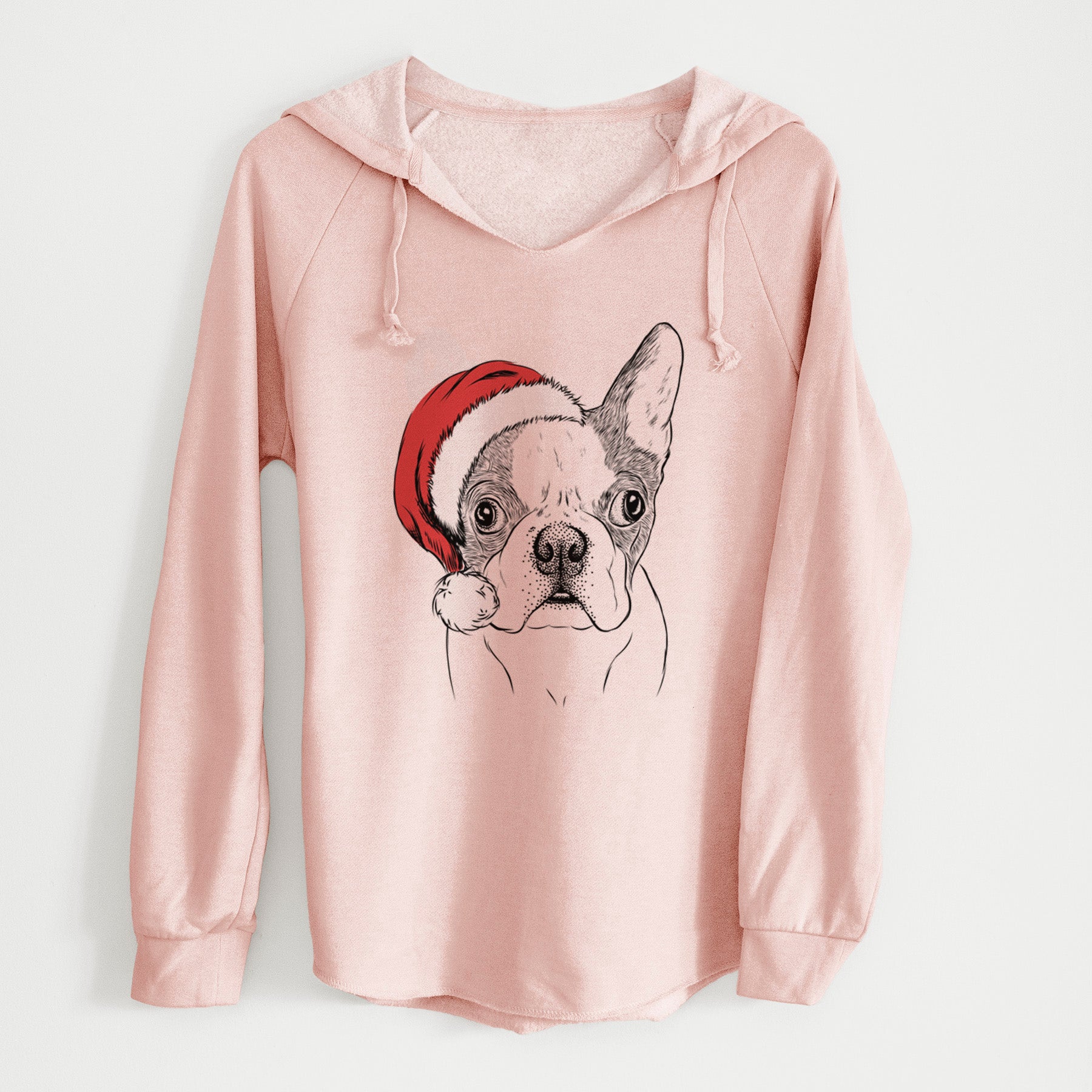 Santa Chocolate Chip the Boston Terrier - Cali Wave Hooded Sweatshirt