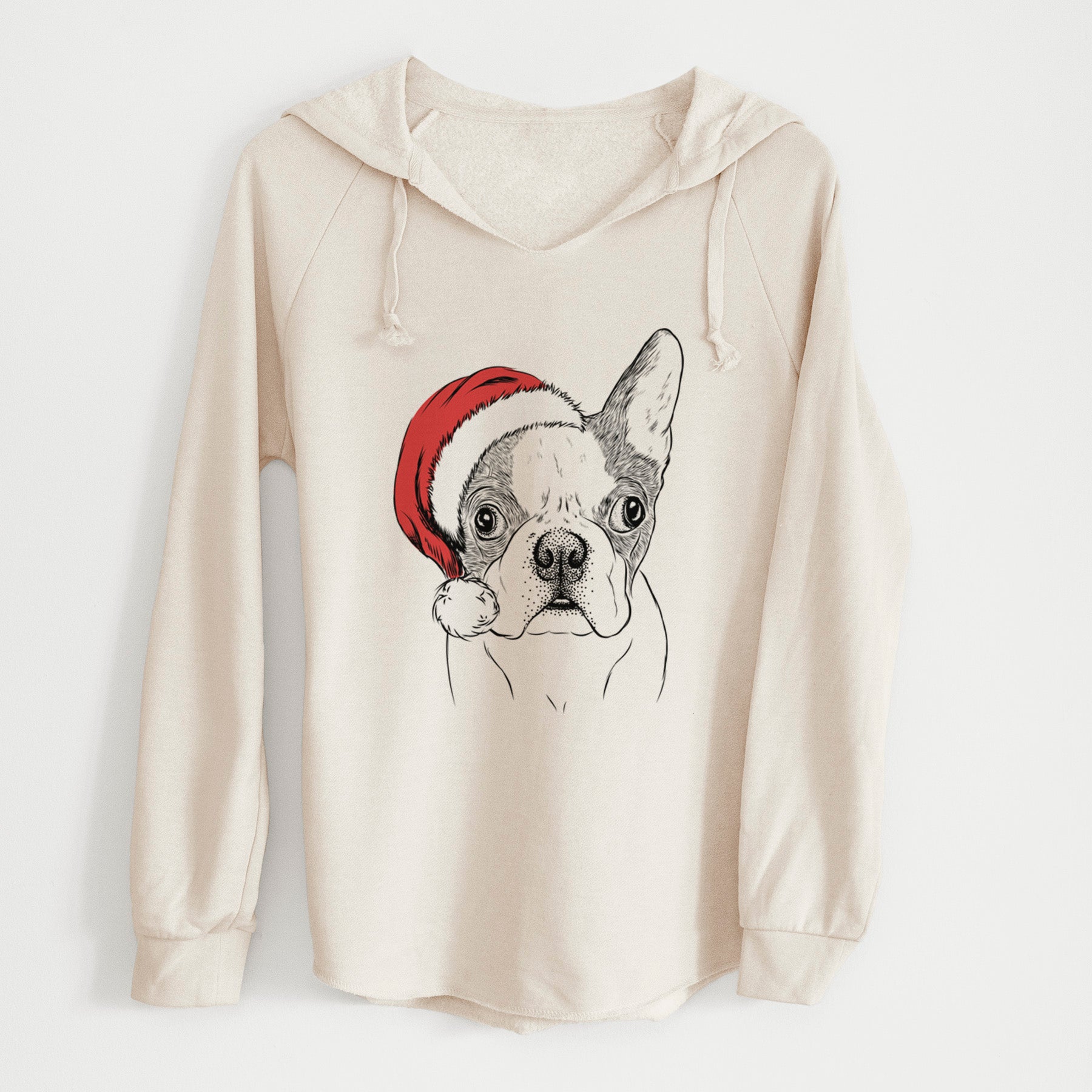 Santa Chocolate Chip the Boston Terrier - Cali Wave Hooded Sweatshirt