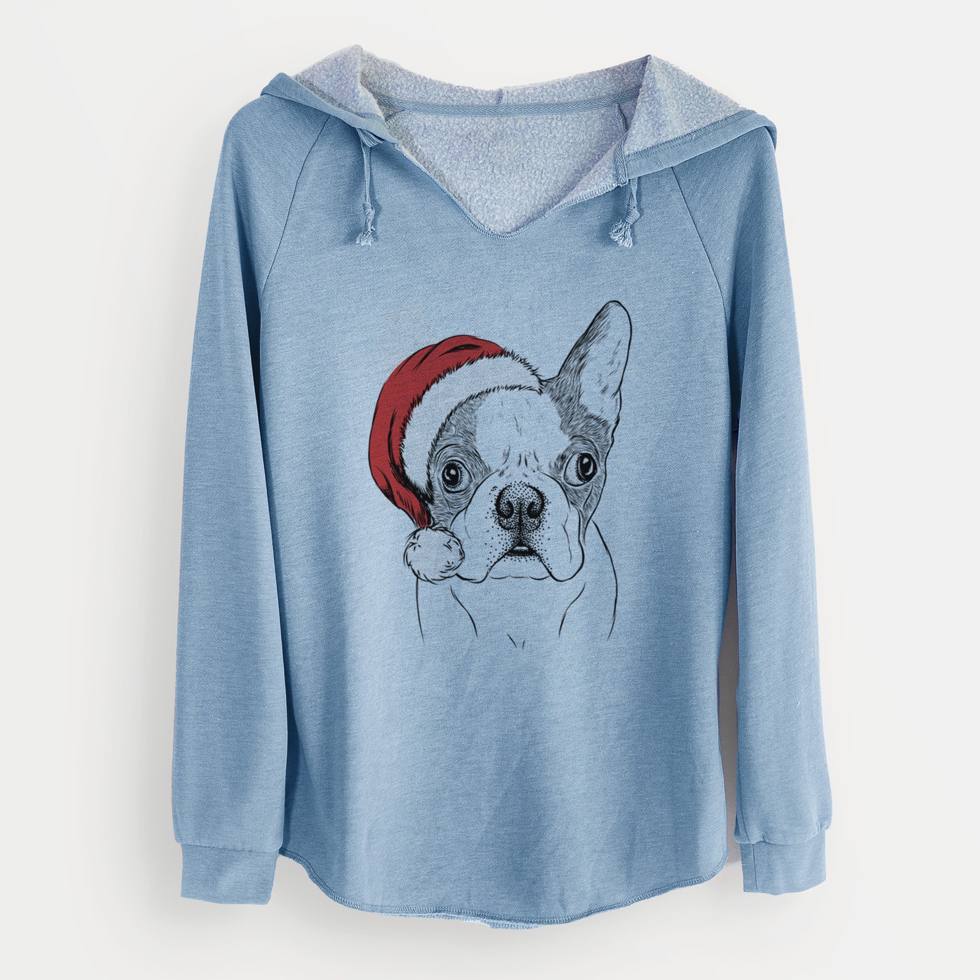 Santa Chocolate Chip the Boston Terrier - Cali Wave Hooded Sweatshirt