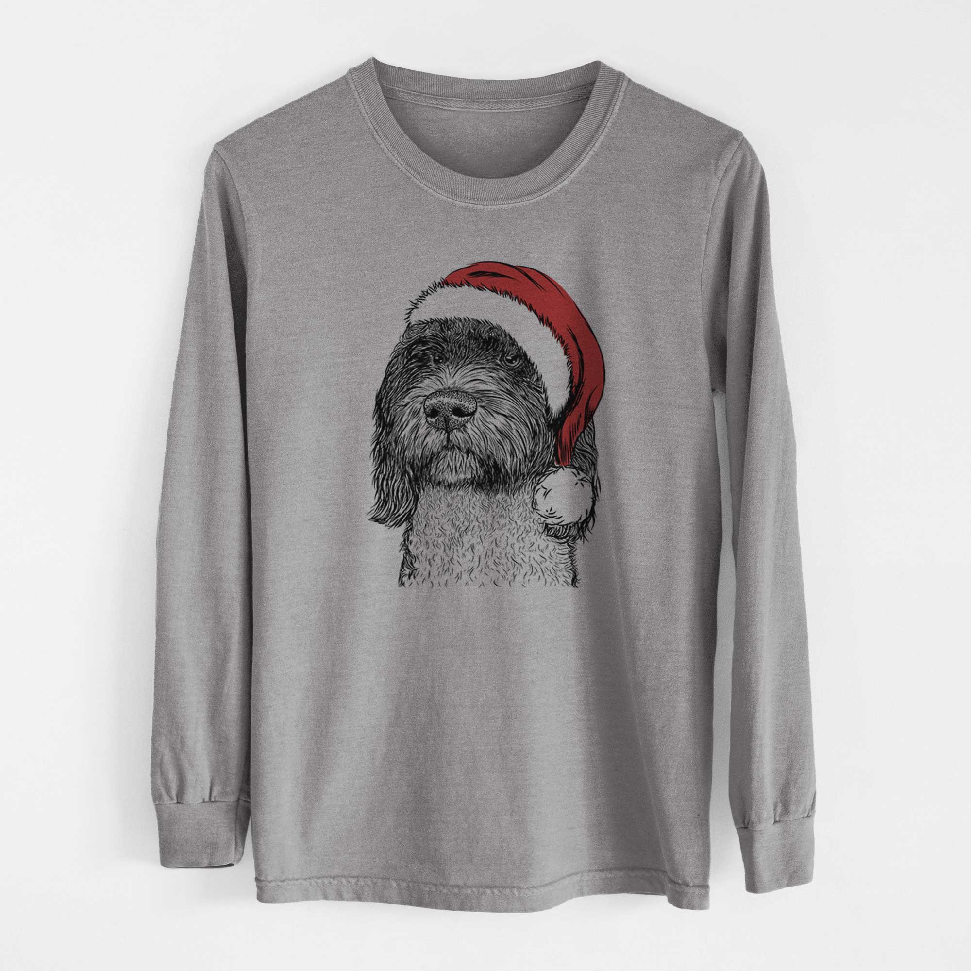 Santa Chris the Portuguese Water Dog - Heavyweight 100% Cotton Long Sleeve