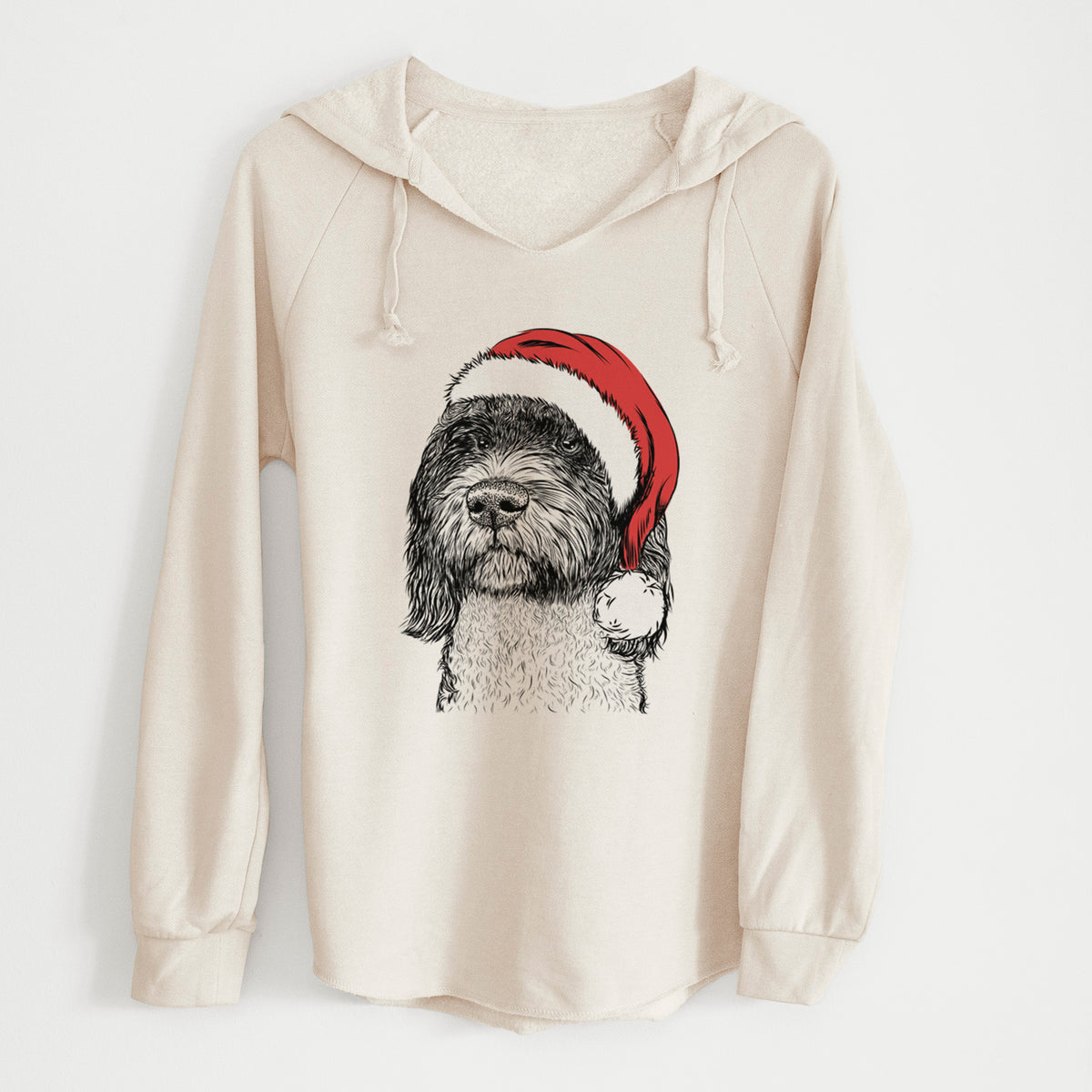 Santa Chris the Portuguese Water Dog - Cali Wave Hooded Sweatshirt