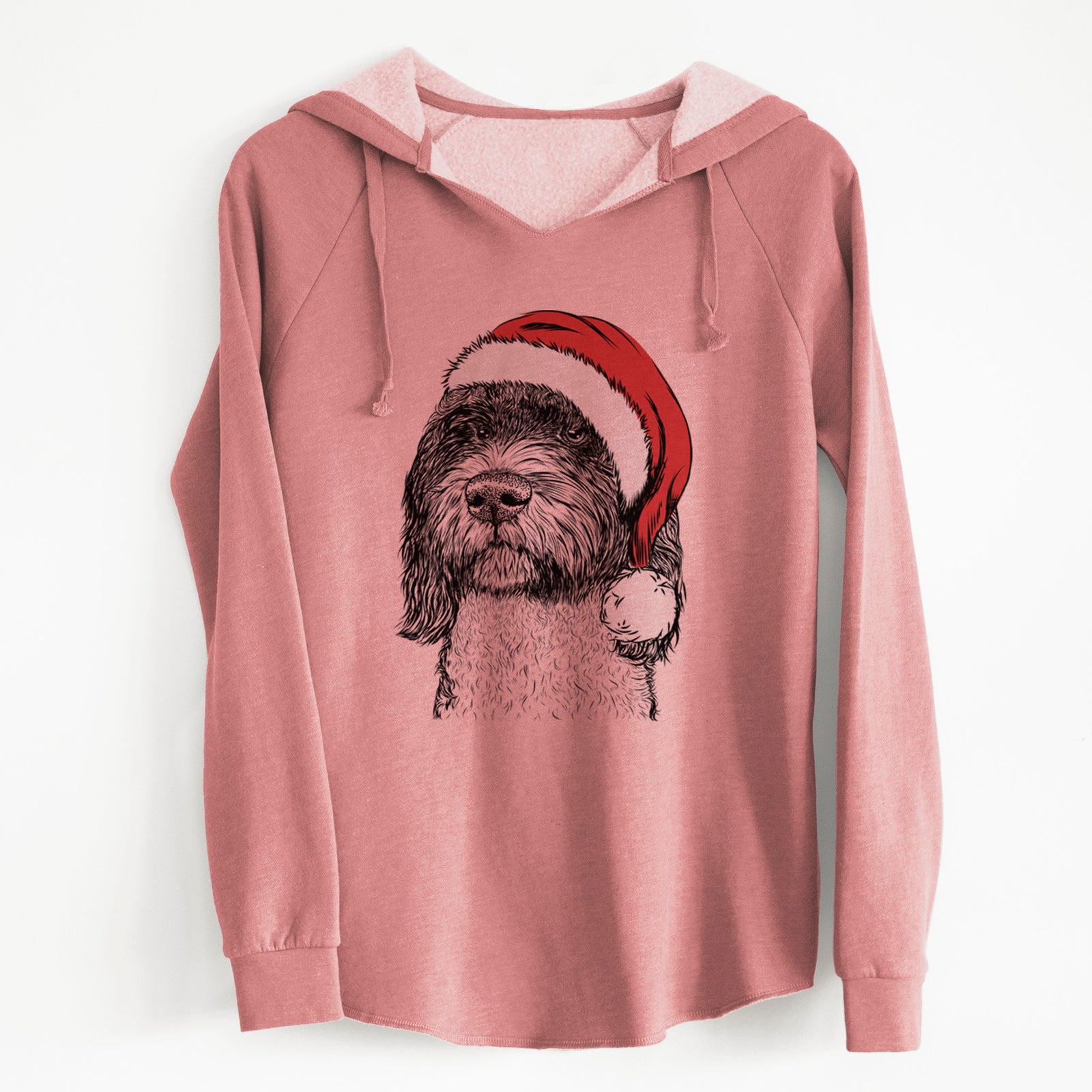 Santa Chris the Portuguese Water Dog - Cali Wave Hooded Sweatshirt