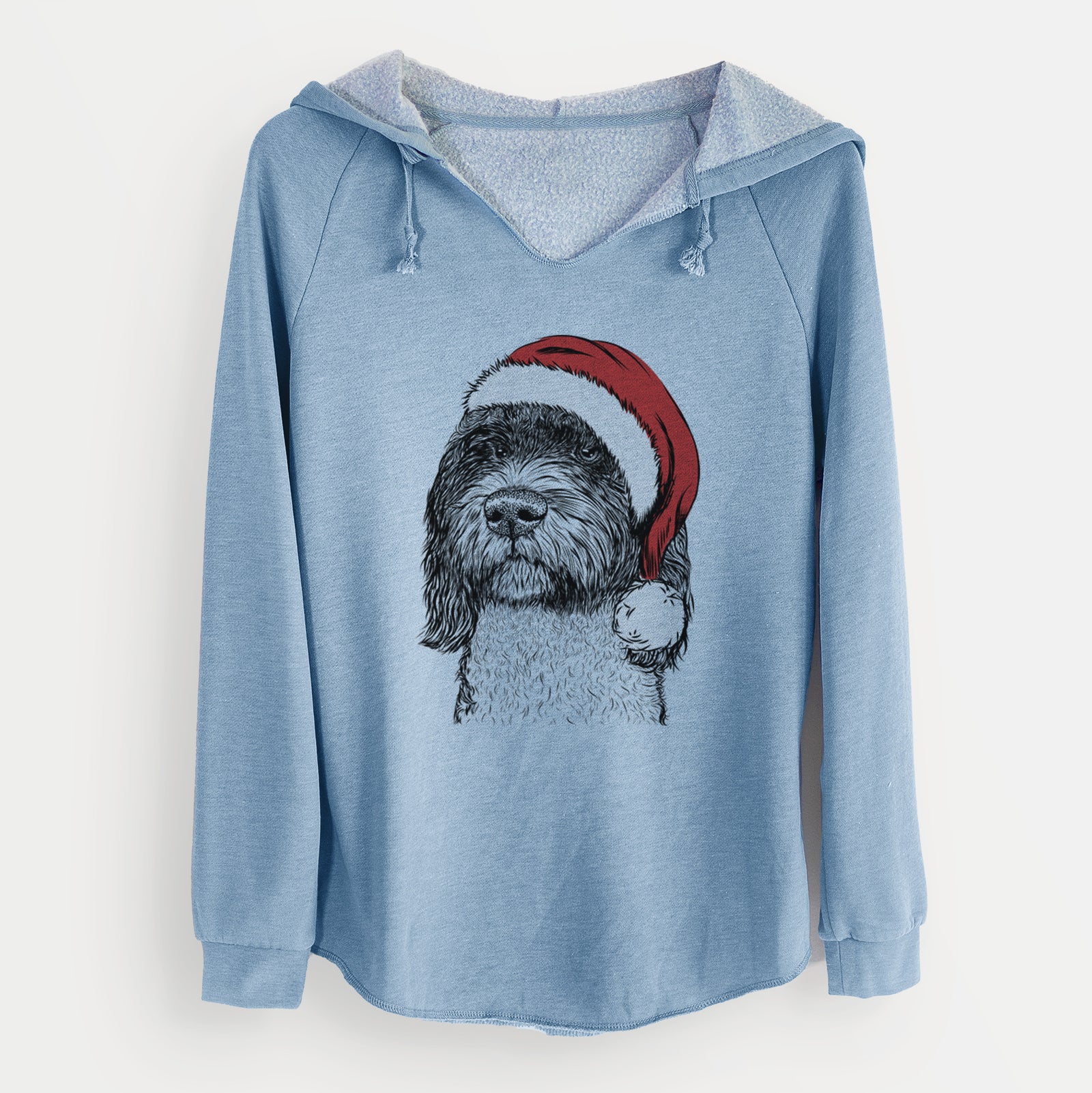 Santa Chris the Portuguese Water Dog - Cali Wave Hooded Sweatshirt