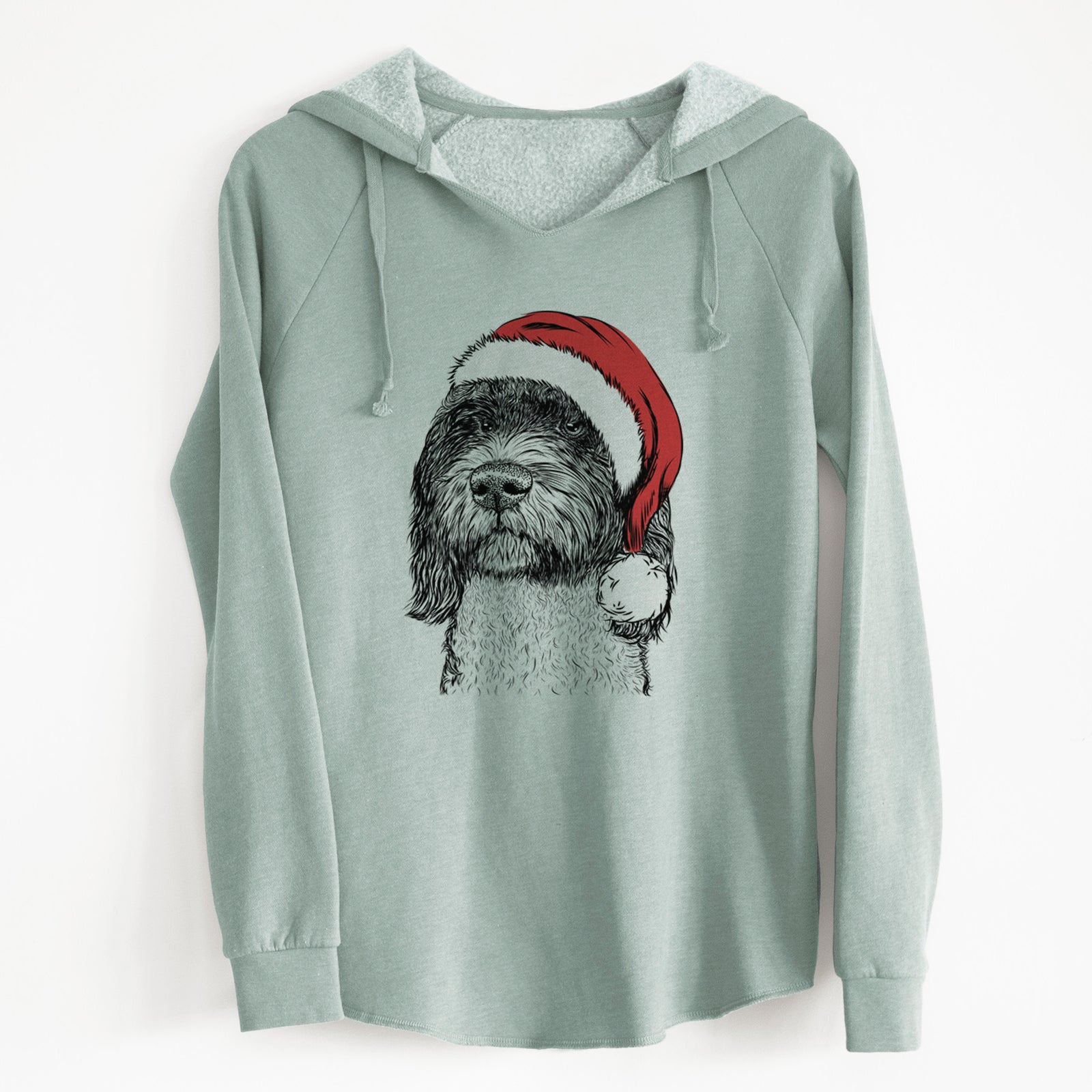 Santa Chris the Portuguese Water Dog - Cali Wave Hooded Sweatshirt