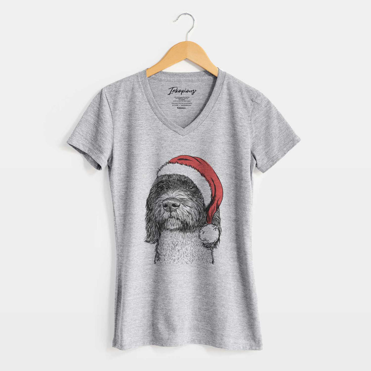 Santa Chris the Portuguese Water Dog - Women's V-neck Shirt