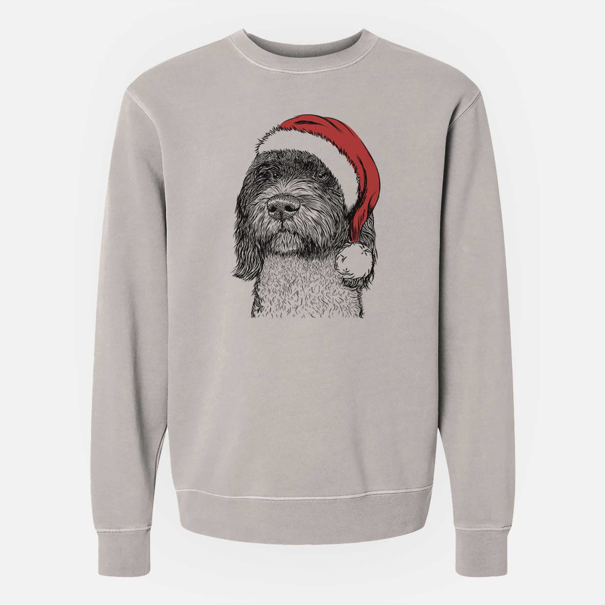 Santa Chris the Portuguese Water Dog - Unisex Pigment Dyed Crew Sweatshirt