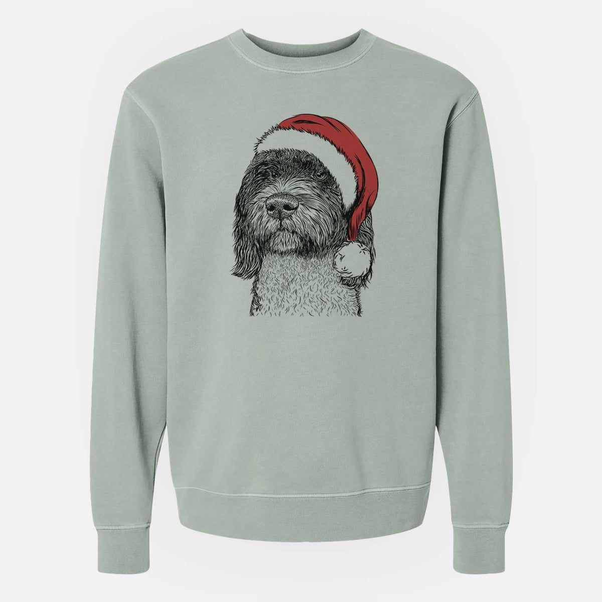 Santa Chris the Portuguese Water Dog - Unisex Pigment Dyed Crew Sweatshirt