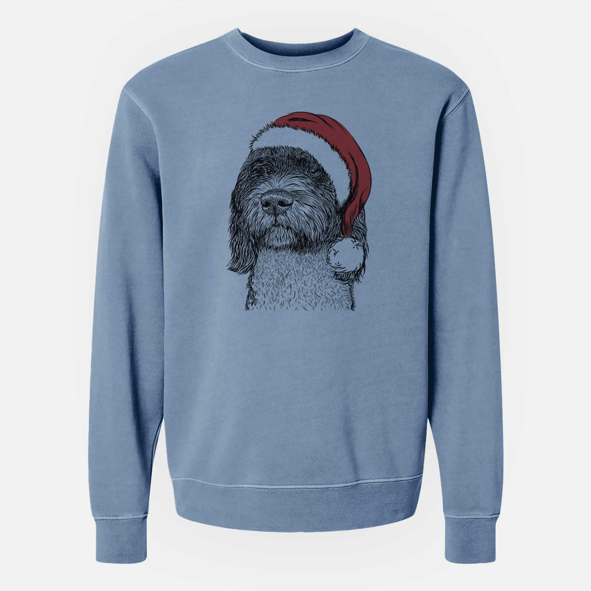 Santa Chris the Portuguese Water Dog - Unisex Pigment Dyed Crew Sweatshirt