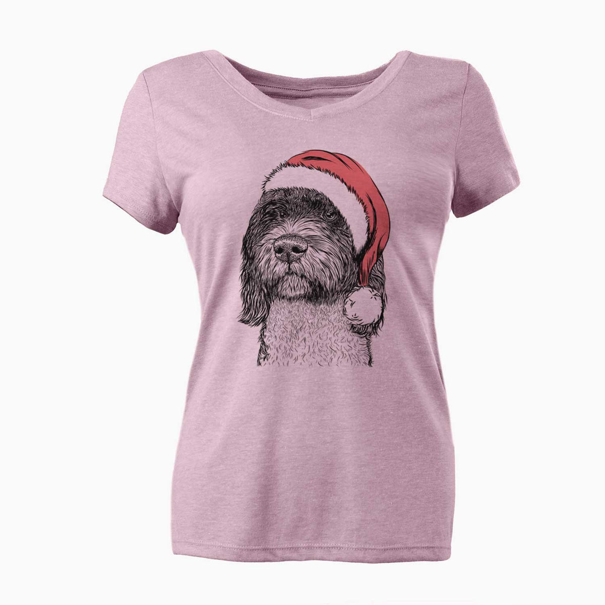 Santa Chris the Portuguese Water Dog - Women's V-neck Shirt