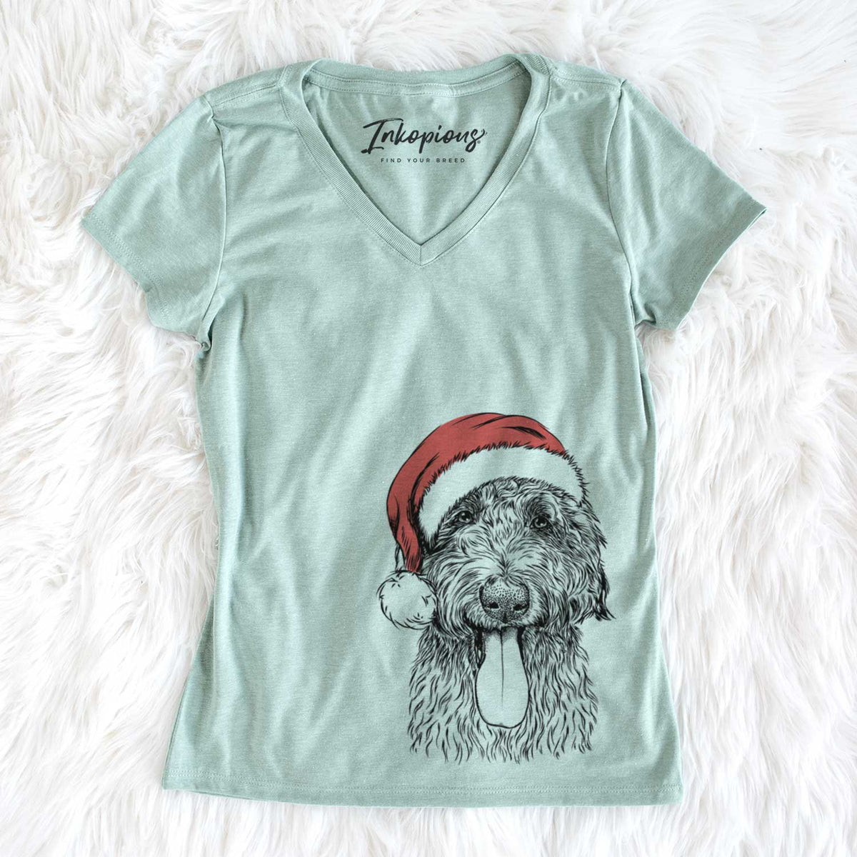 Santa CiCi Paulk the Aussiedoodle - Women&#39;s V-neck Shirt