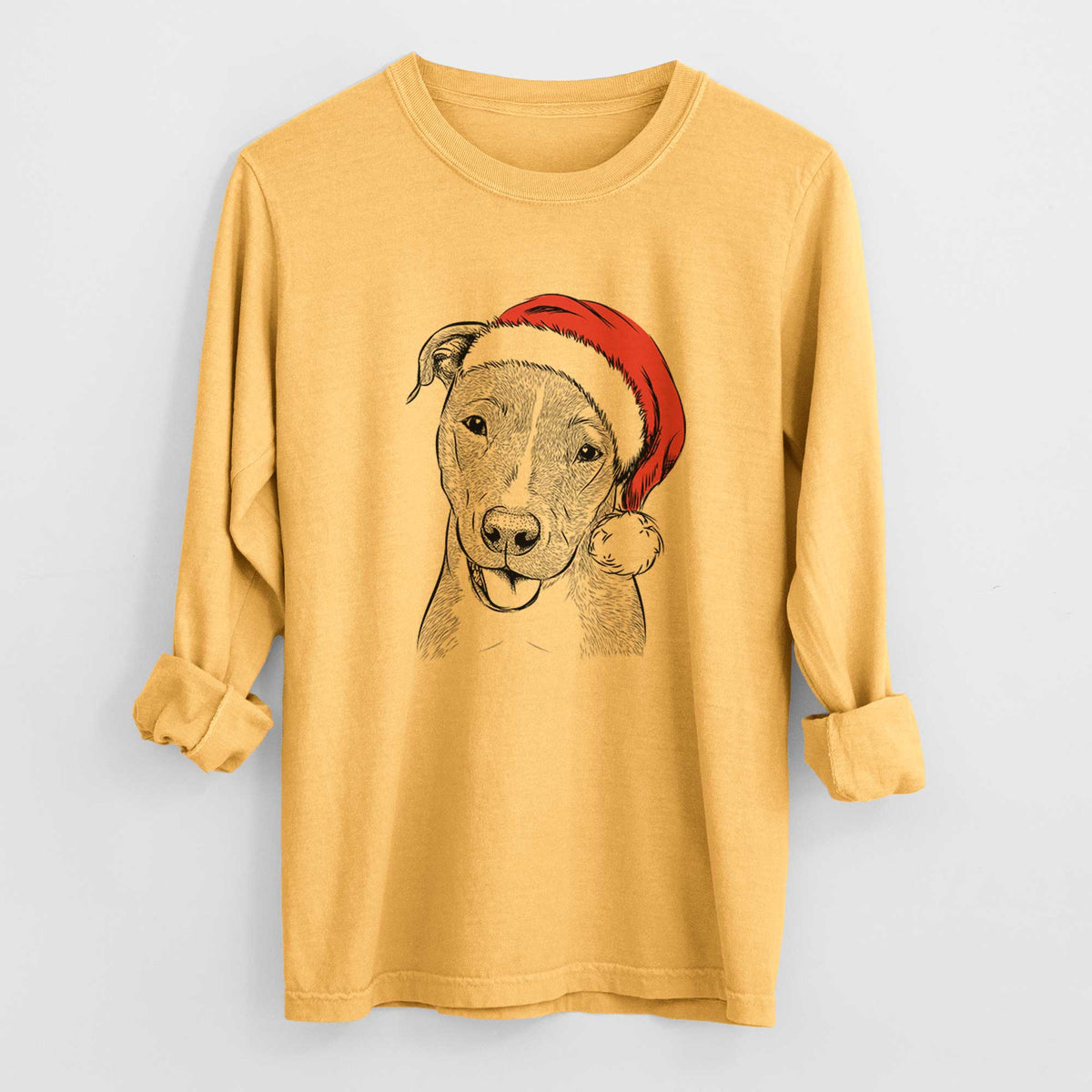 Santa Claiborne the American Staffordshire Terrier - Heavyweight 100% Cotton Long Sleeve