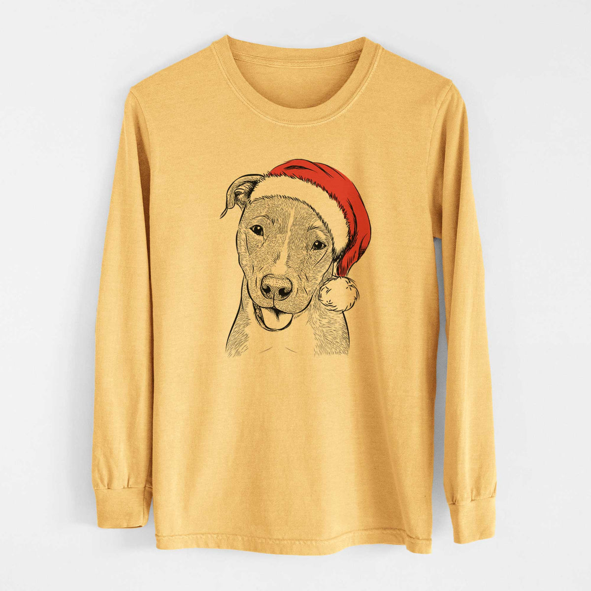 Santa Claiborne the American Staffordshire Terrier - Heavyweight 100% Cotton Long Sleeve