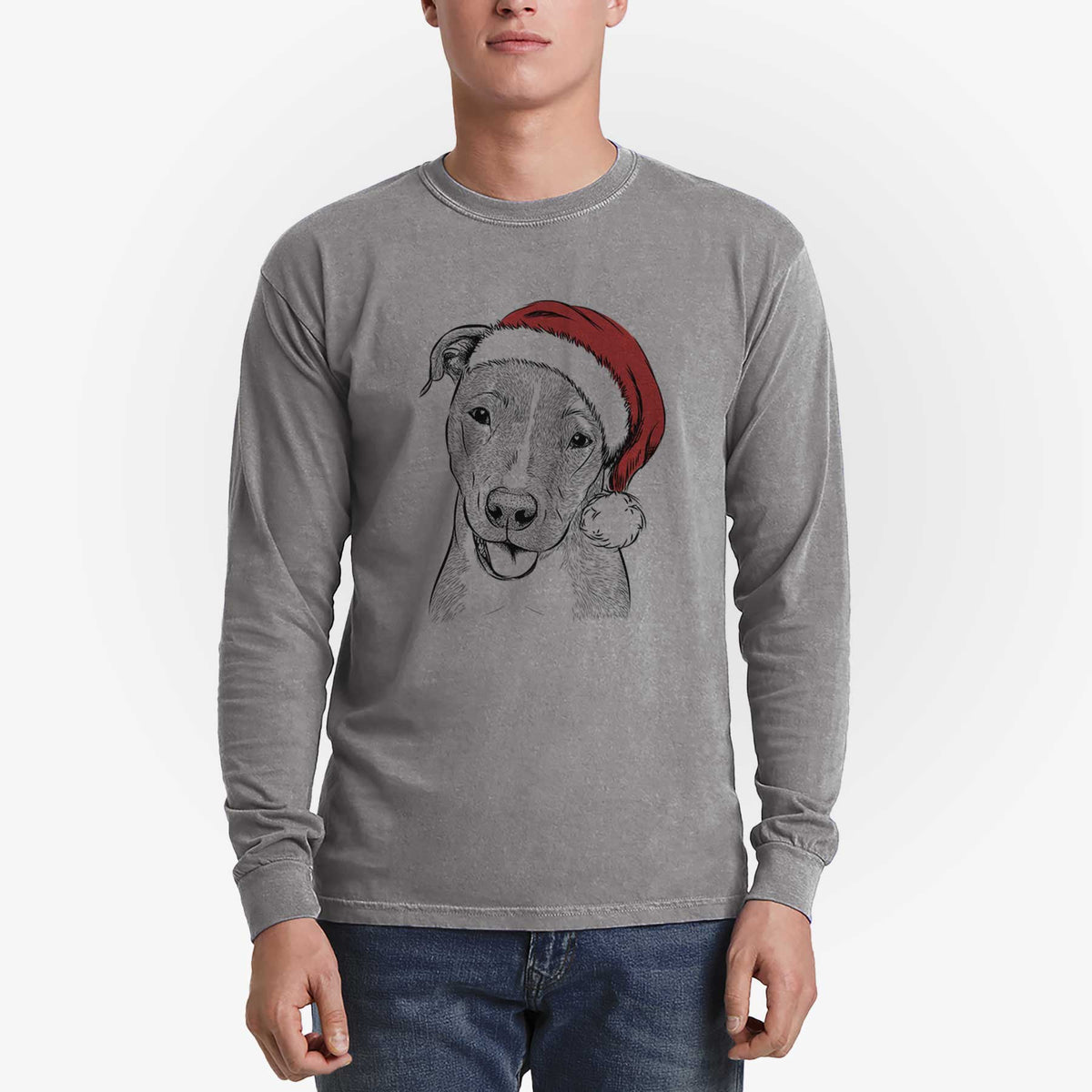 Santa Claiborne the American Staffordshire Terrier - Heavyweight 100% Cotton Long Sleeve
