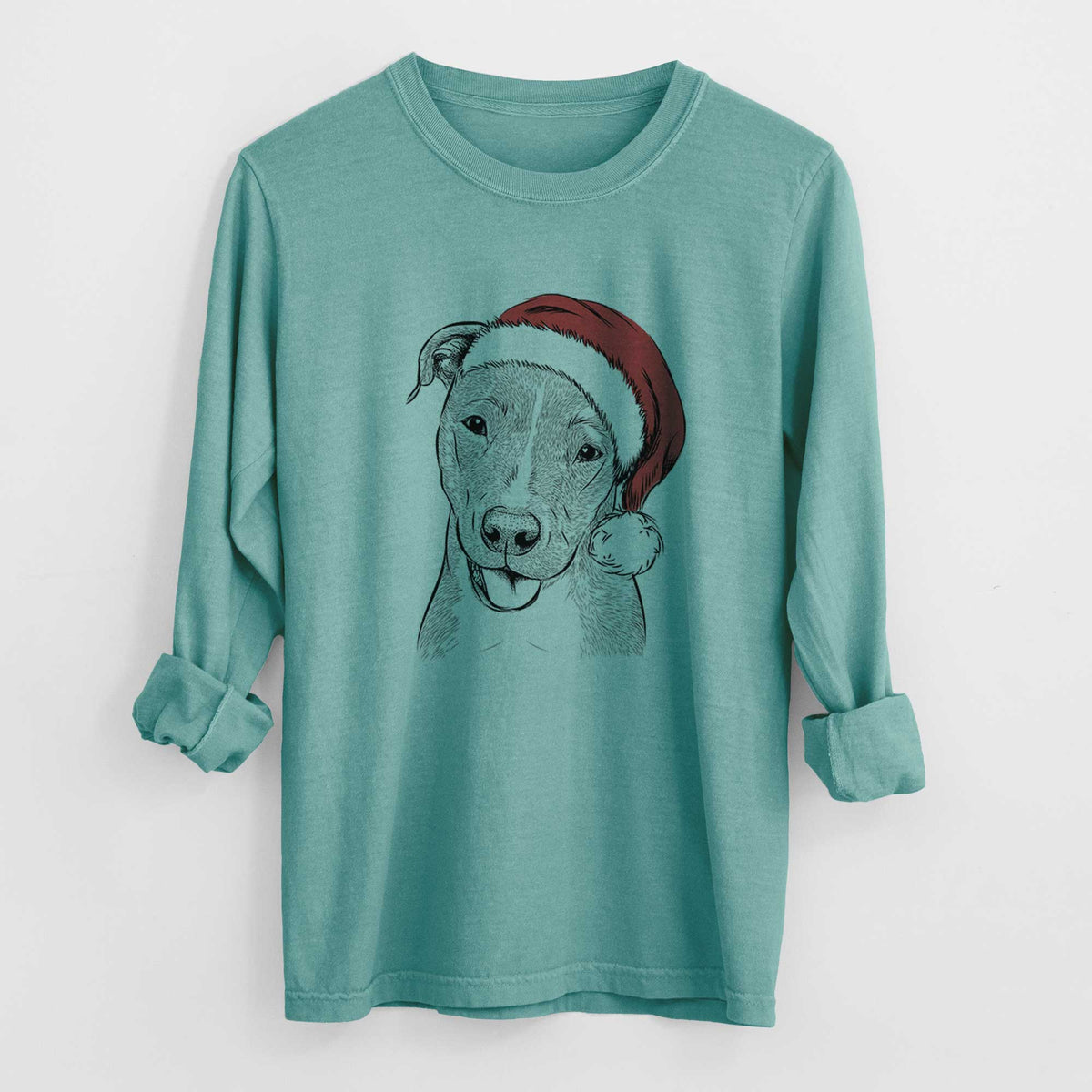 Santa Claiborne the American Staffordshire Terrier - Heavyweight 100% Cotton Long Sleeve