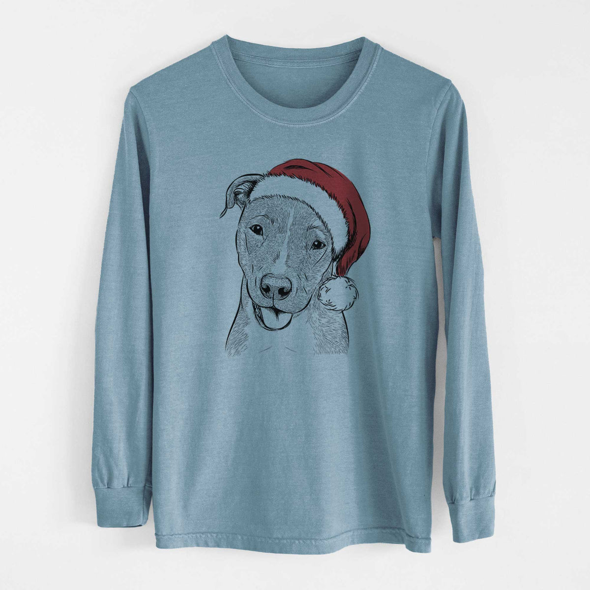 Santa Claiborne the American Staffordshire Terrier - Heavyweight 100% Cotton Long Sleeve