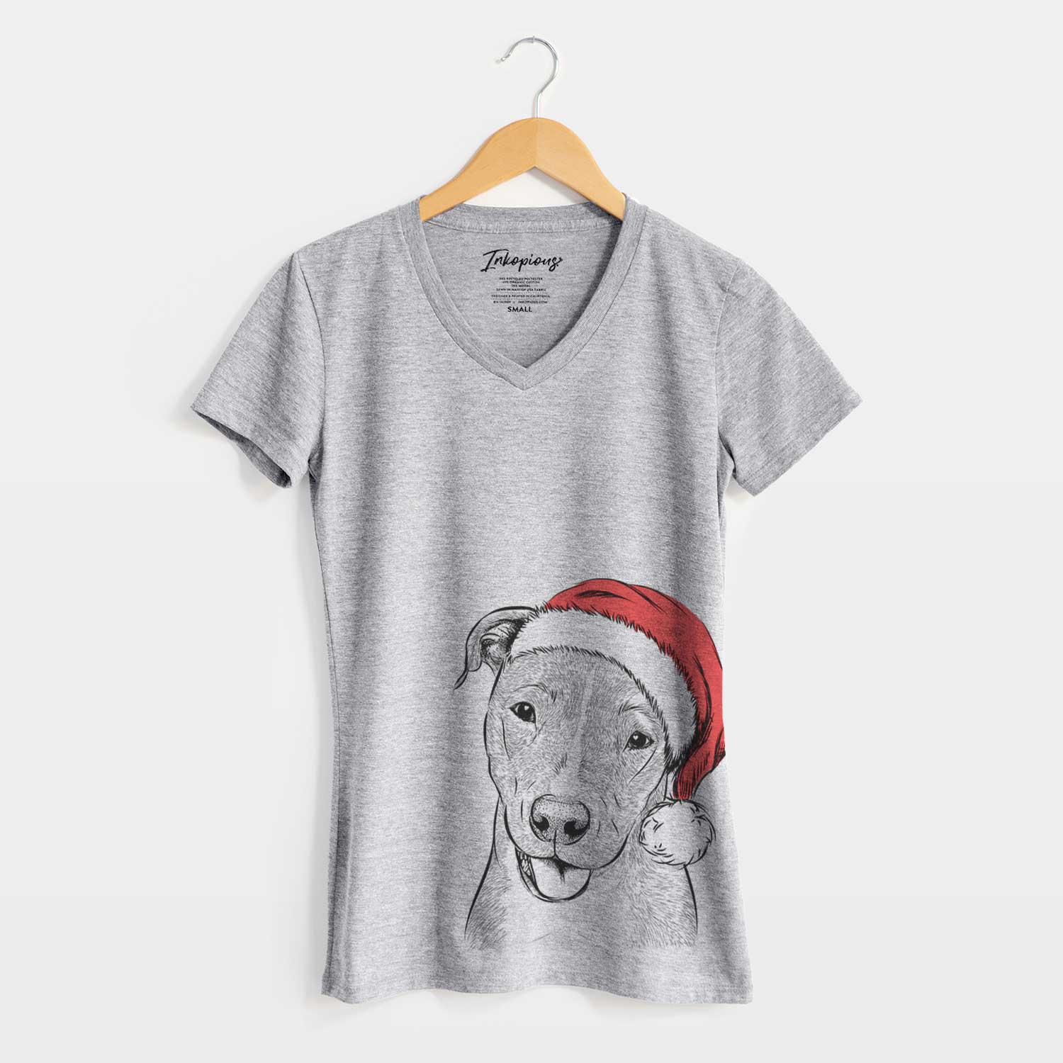 Santa Claiborne the American Staffordshire Terrier - Women's V-neck Shirt