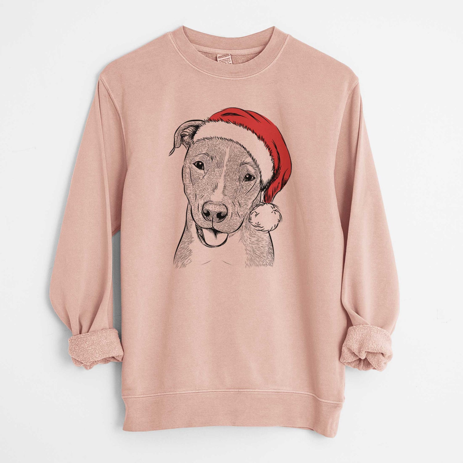Santa Claiborne the American Staffordshire Terrier - Unisex Pigment Dyed Crew Sweatshirt