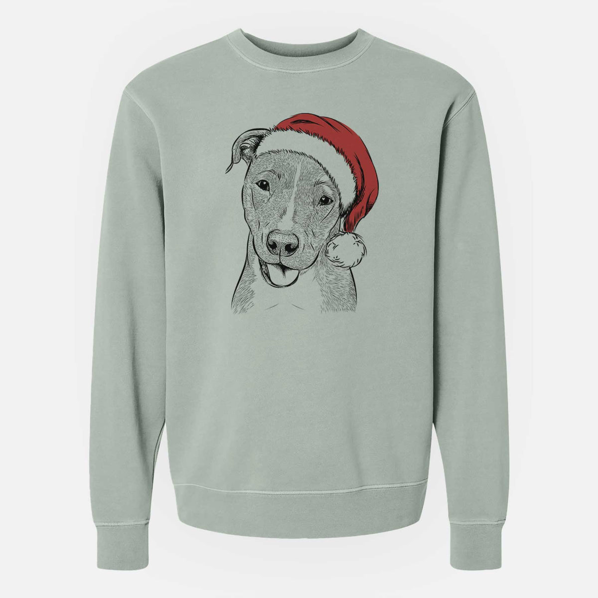 Santa Claiborne the American Staffordshire Terrier - Unisex Pigment Dyed Crew Sweatshirt