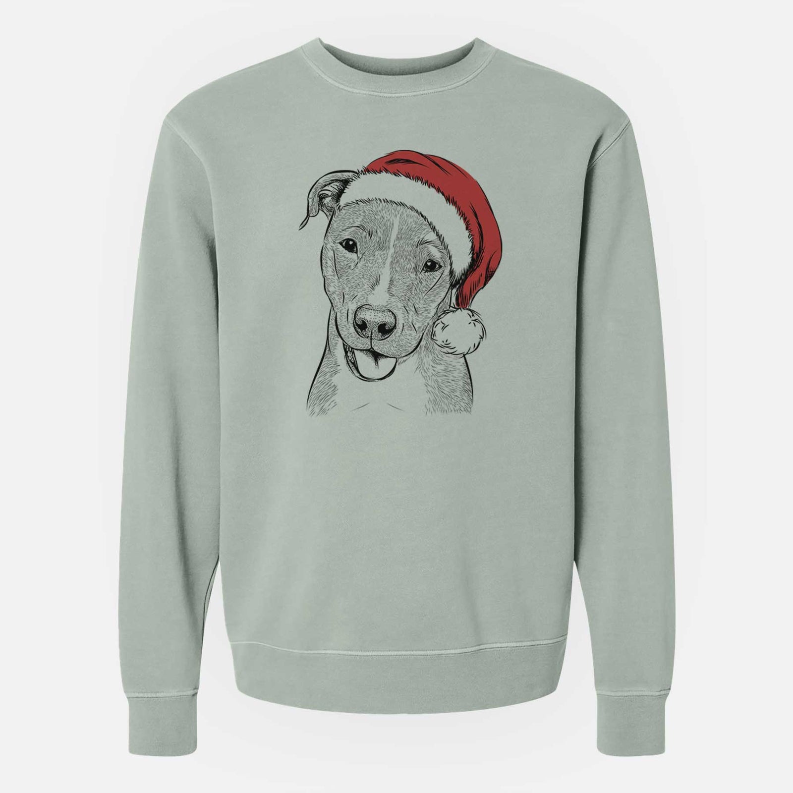 Santa Claiborne the American Staffordshire Terrier - Unisex Pigment Dyed Crew Sweatshirt