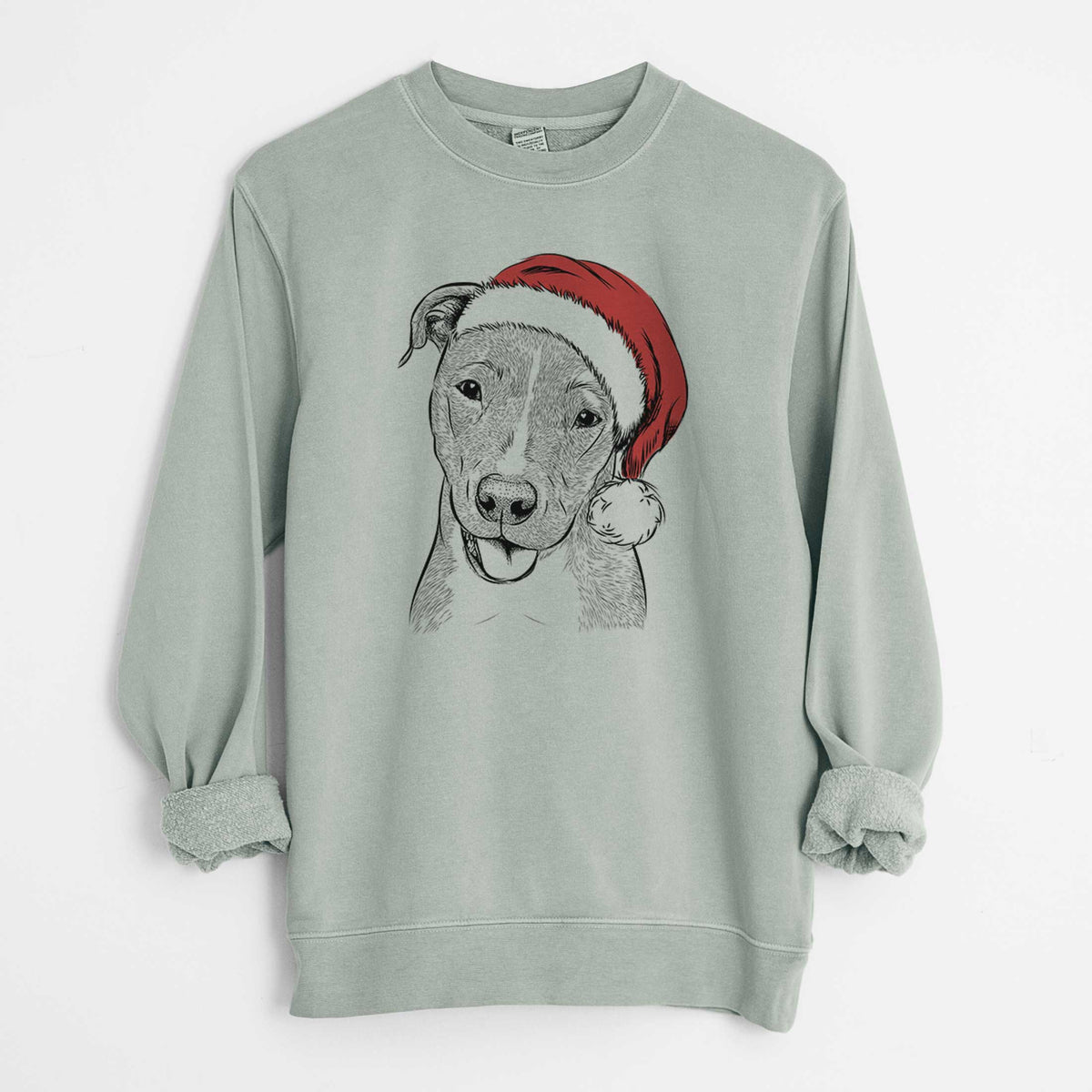 Santa Claiborne the American Staffordshire Terrier - Unisex Pigment Dyed Crew Sweatshirt