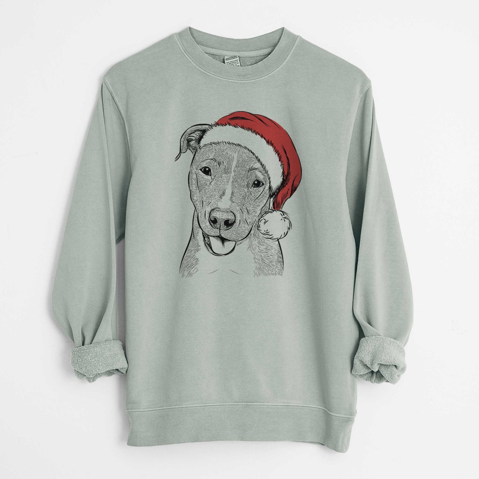 Santa Claiborne the American Staffordshire Terrier - Unisex Pigment Dyed Crew Sweatshirt