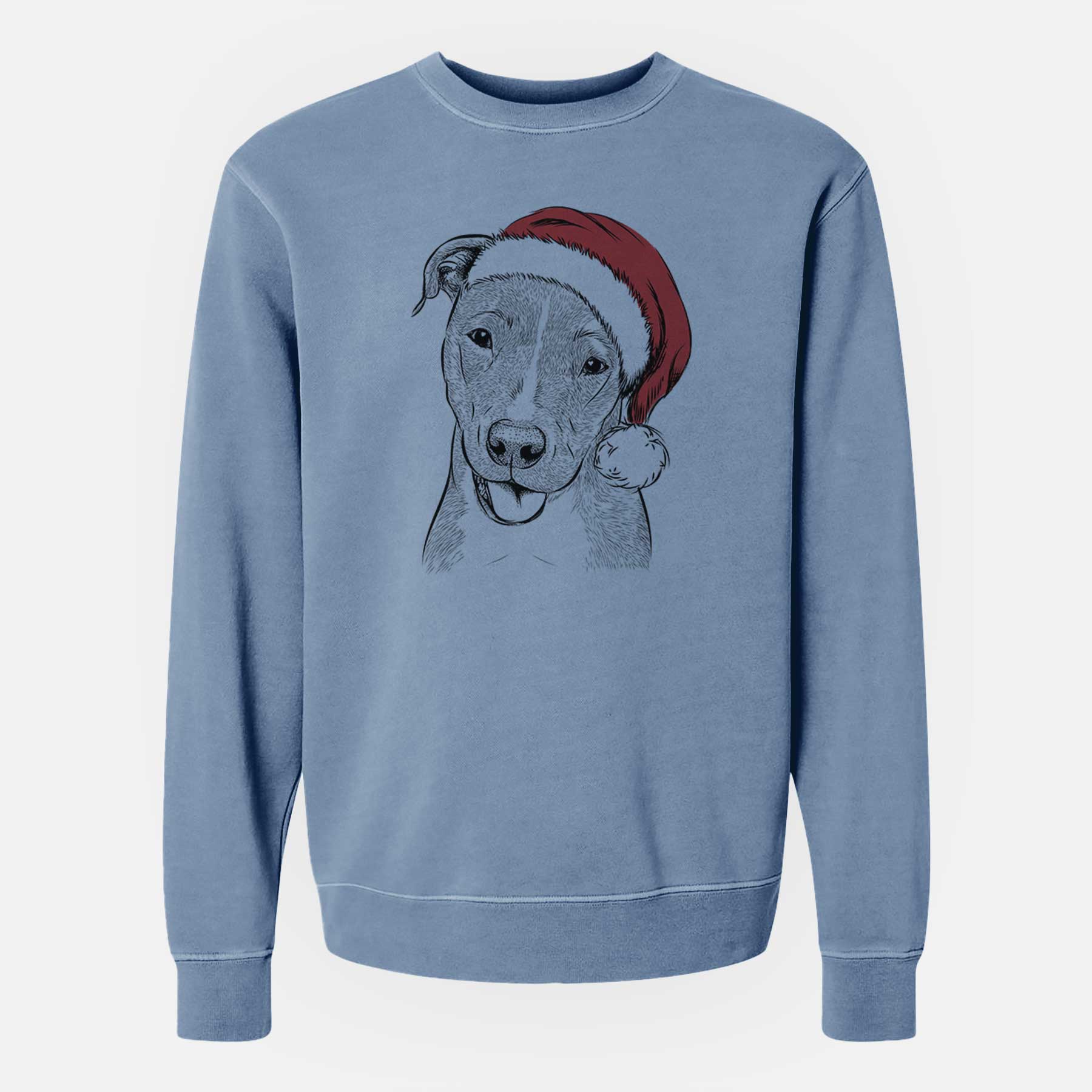 Santa Claiborne the American Staffordshire Terrier - Unisex Pigment Dyed Crew Sweatshirt